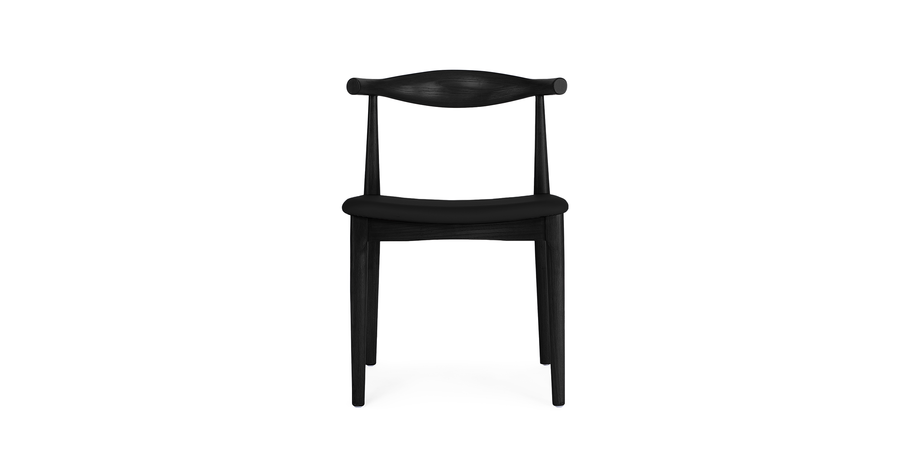 Hans Wegner CH20 Premium Aniline Leather Elbow Chair - Wood Black Stain