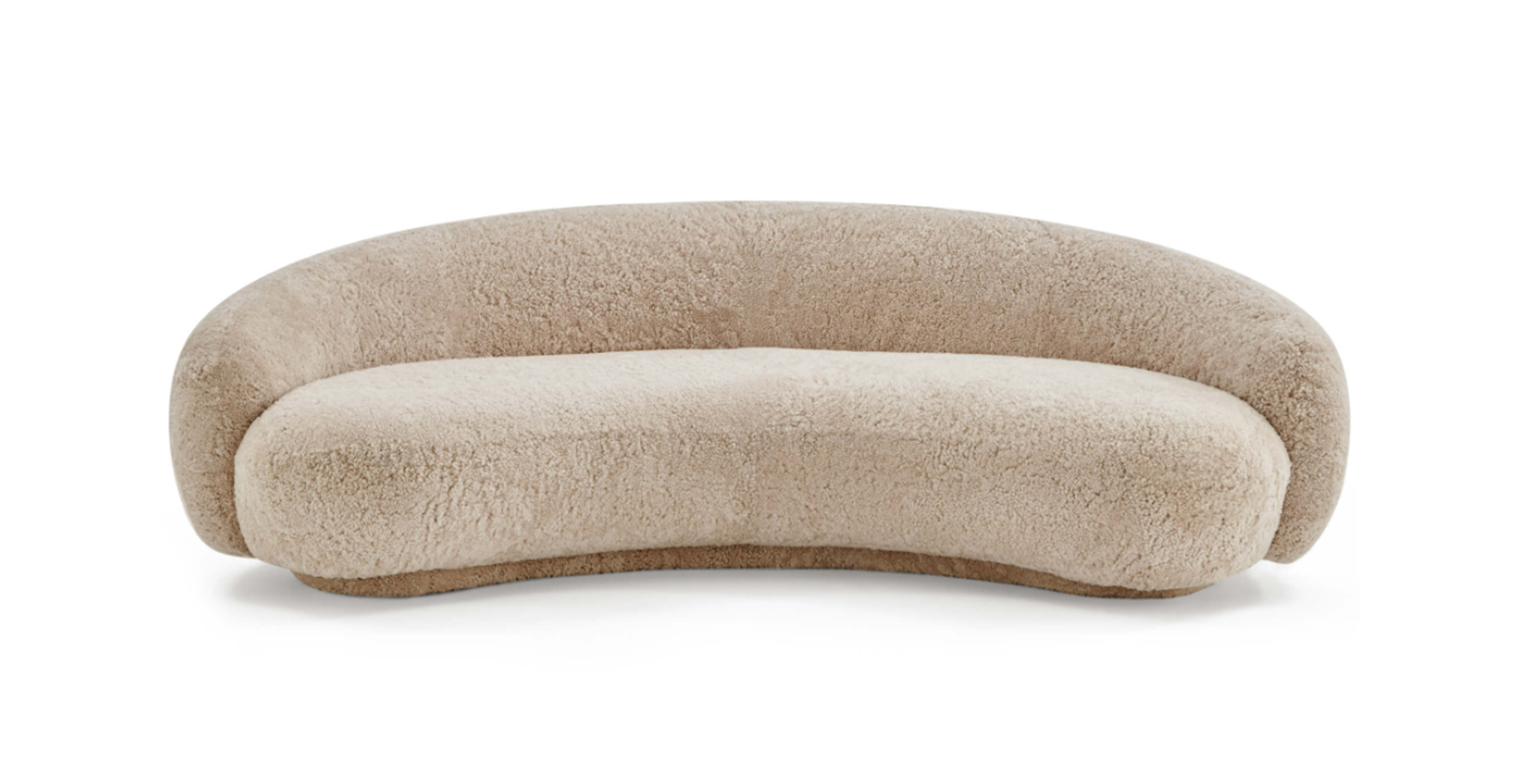 Savelle Modern Curved Sofa -  Sheepskin Beige