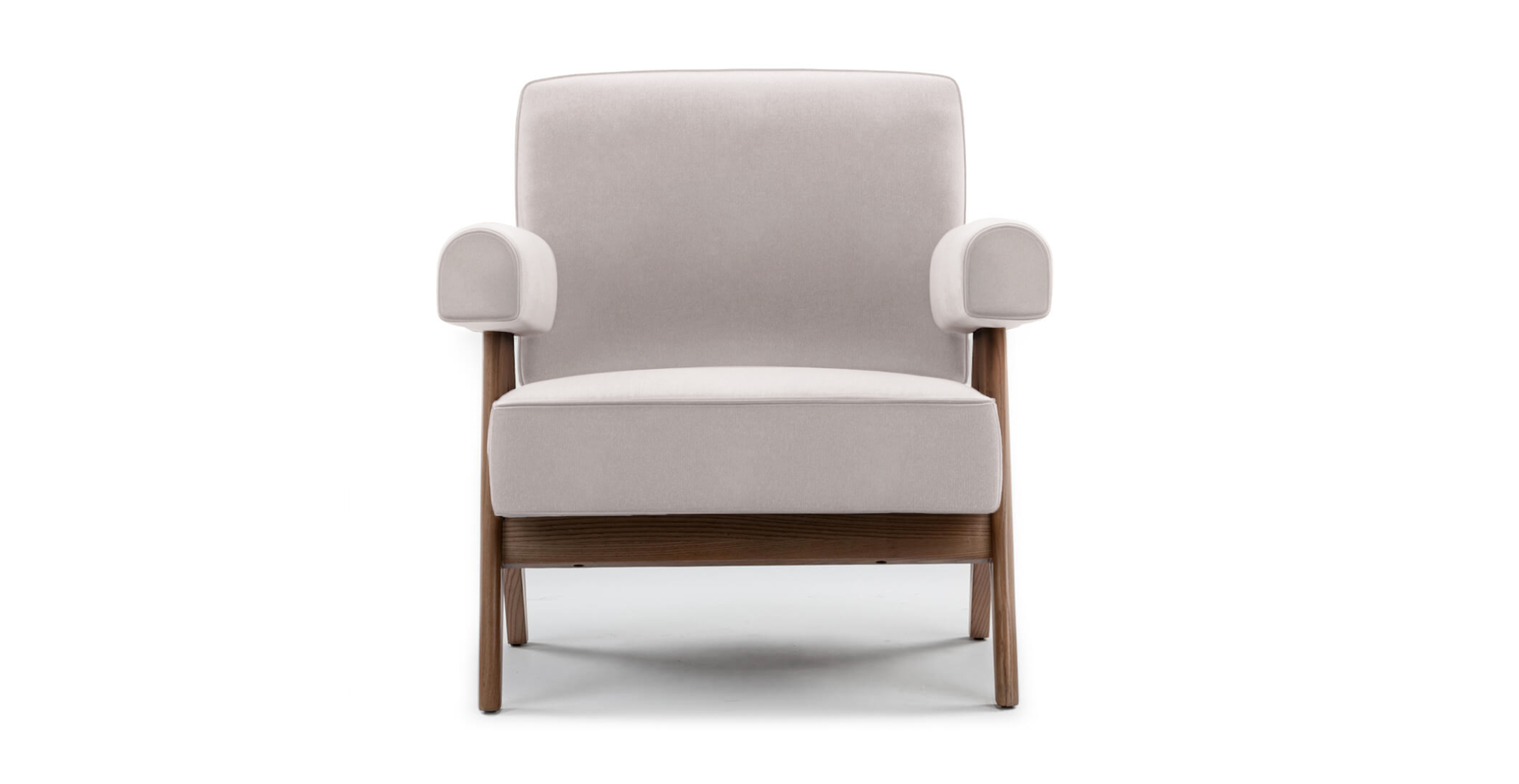 MCM Pierre Jeanneret Capitol Complex Armchair -  Velvet Light Gray Velvet