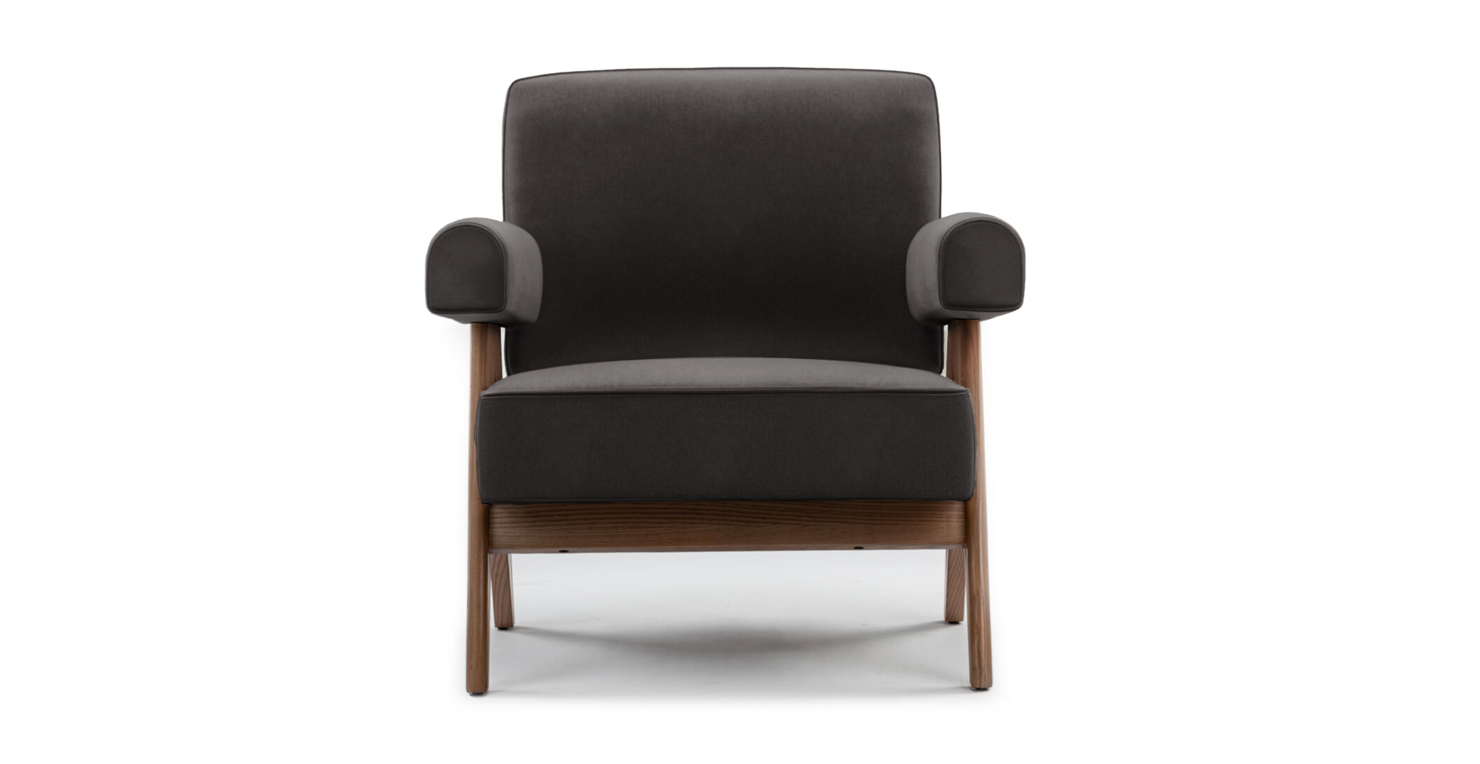 Pierre Jeanneret Capitol Complex Armchair -  Velvet Iron Grey Velvet