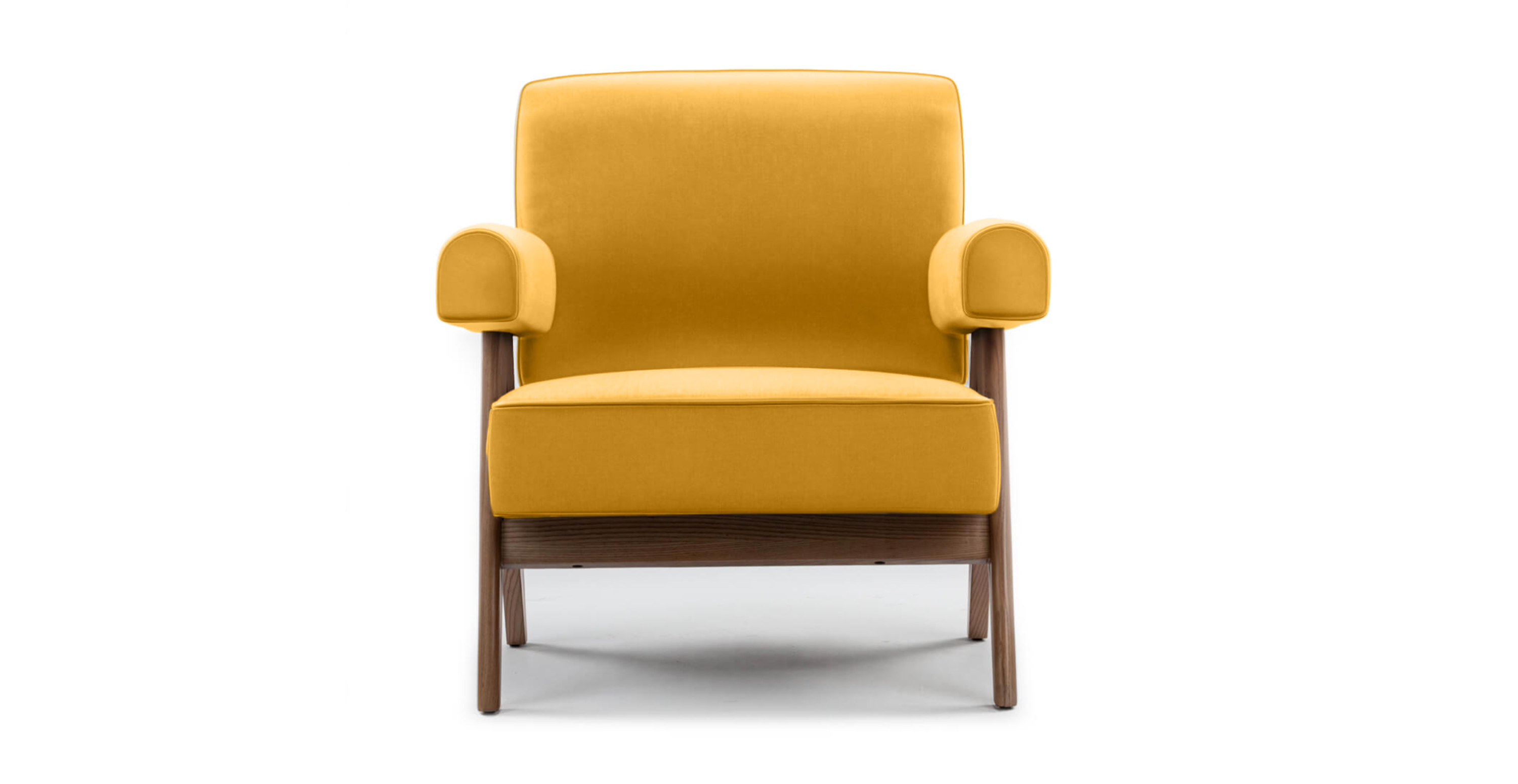 Pierre Jeanneret Capitol Complex Armchair -  Velvet Mustard Velvet