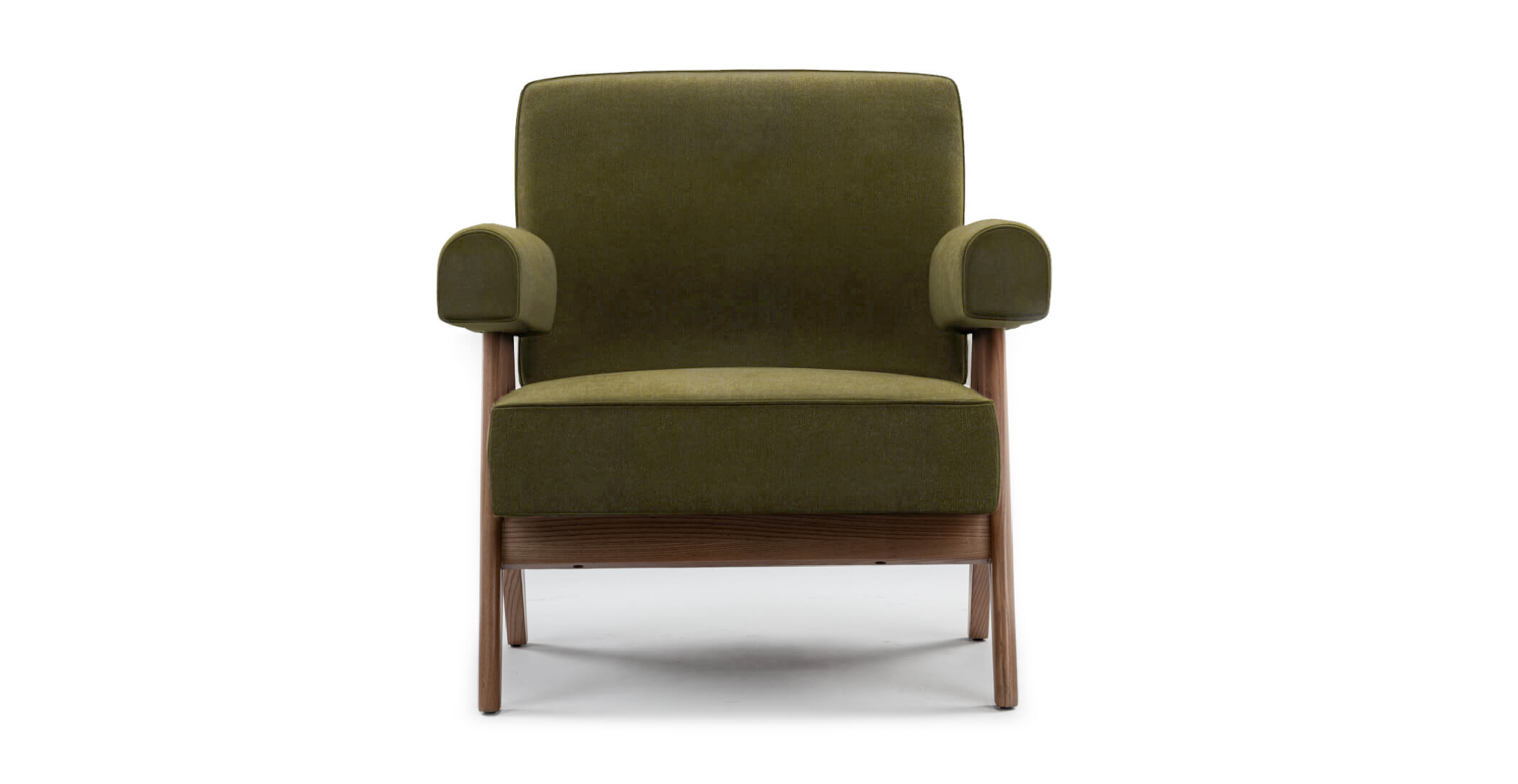 Pierre Jeanneret Capitol Complex Armchair -  Velvet Army Green Velvet