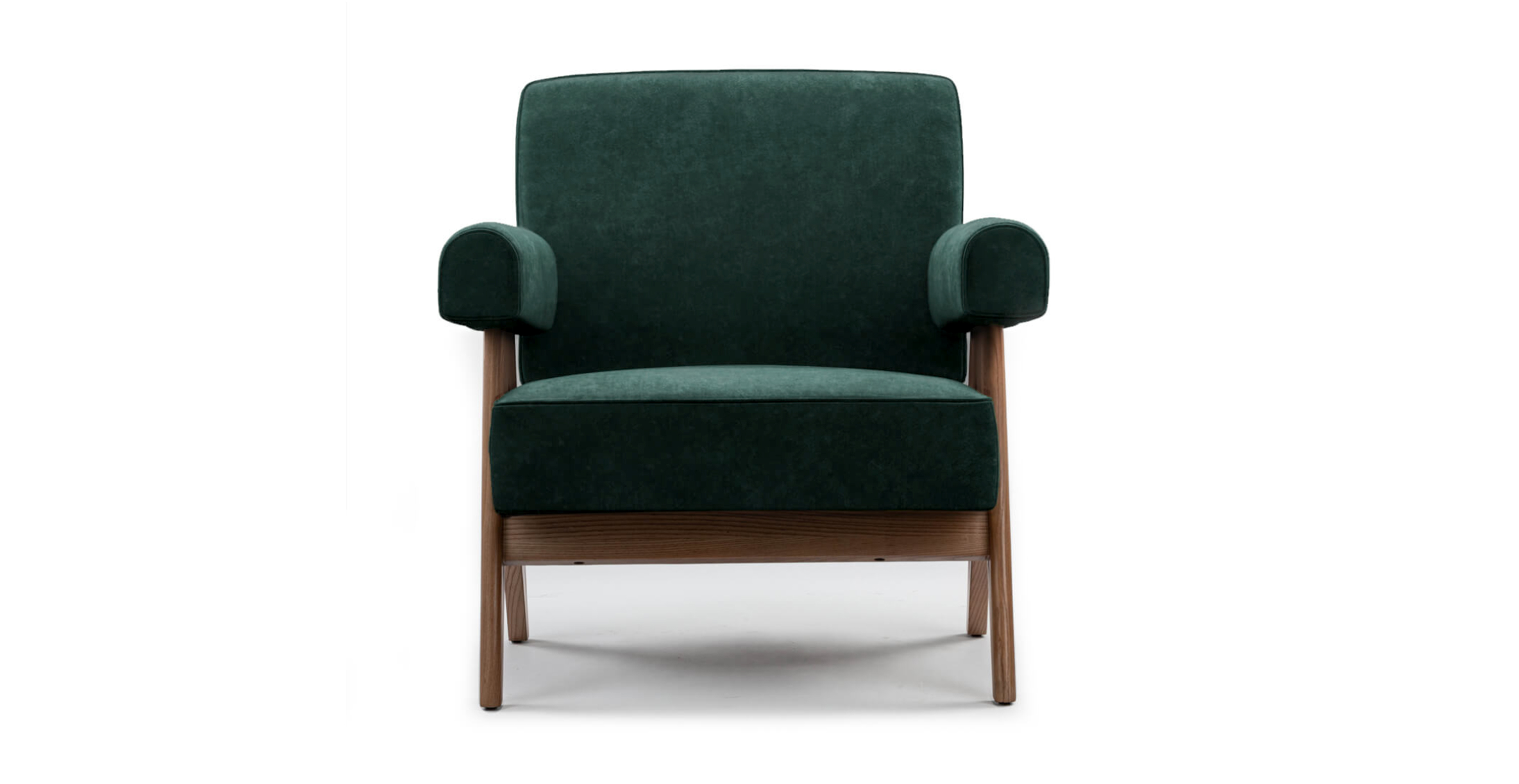 Pierre Jeanneret Capitol Complex Armchair -  Chenille Green Chenille