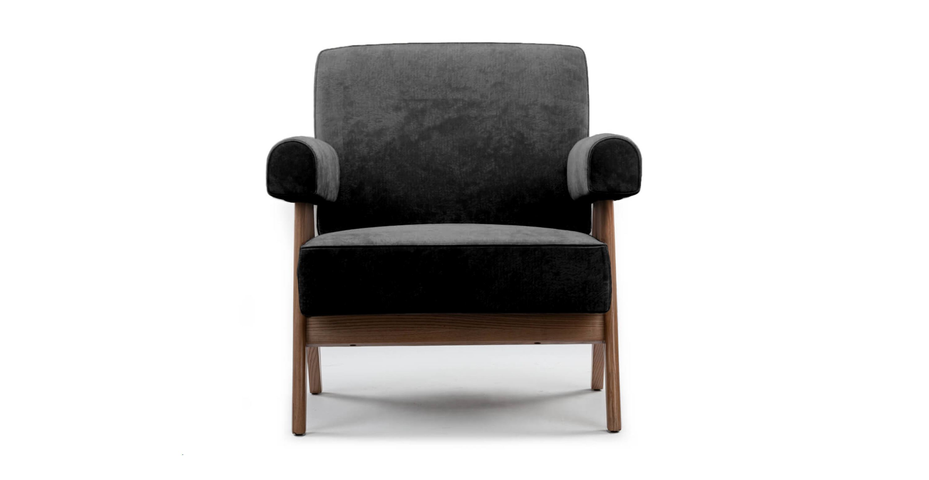 Pierre Jeanneret Capitol Complex Armchair - Chenille Charcoal Gray Chenille