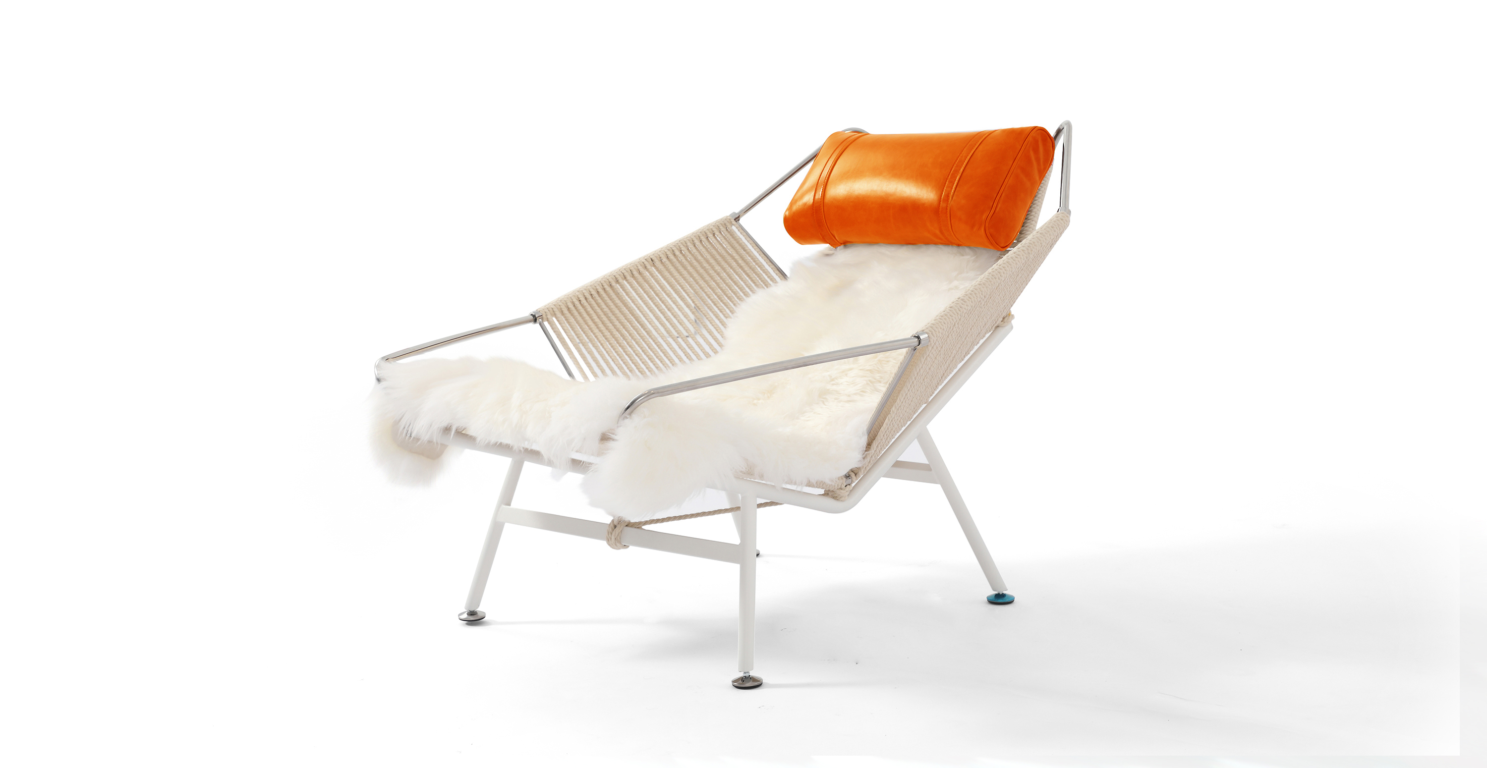 Hans J Wegner Flag Halyard Chair - Leather Orange