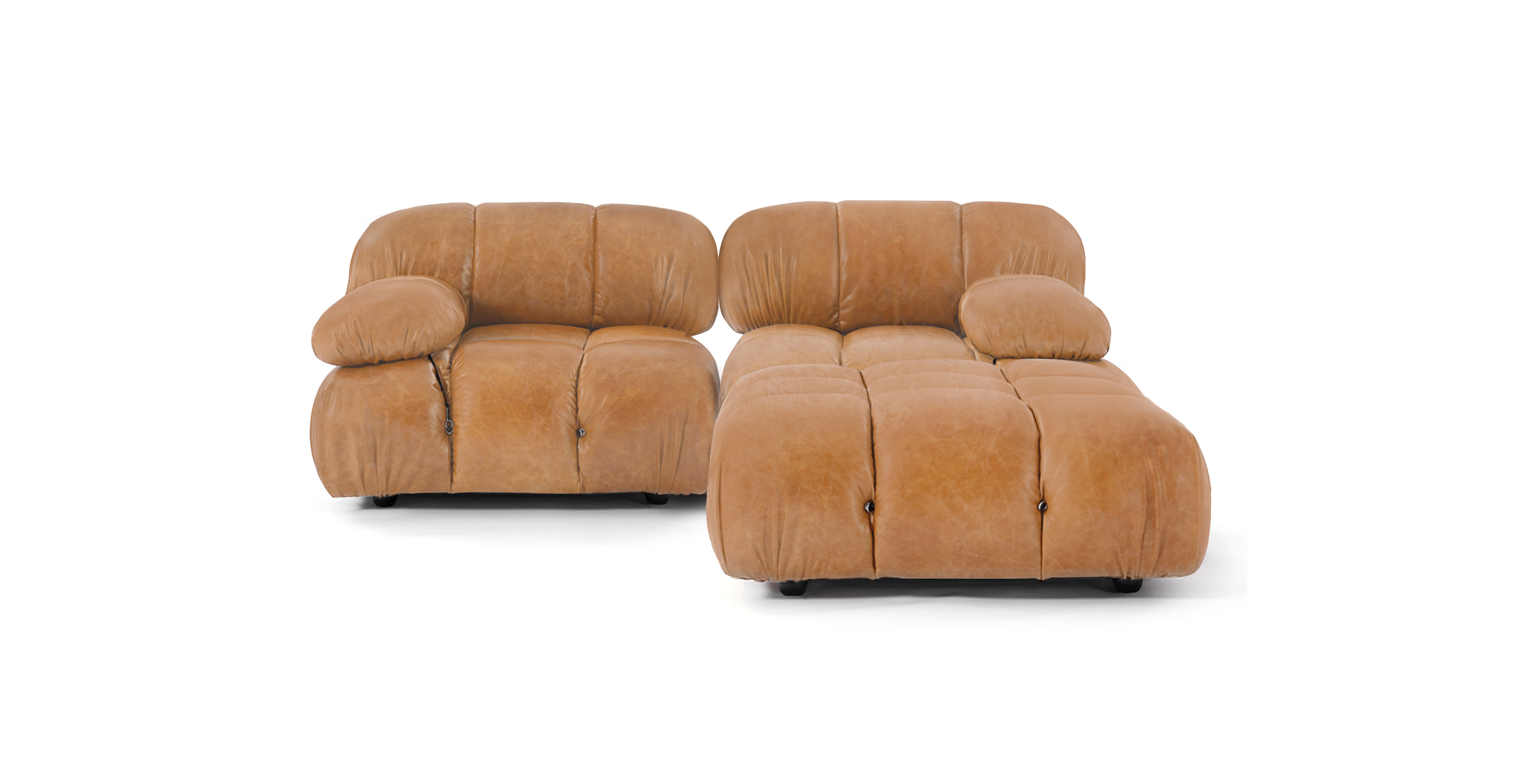 Mario Bellini Modular Sectional Sofa | Configuration C - Leather Antique Light Brown