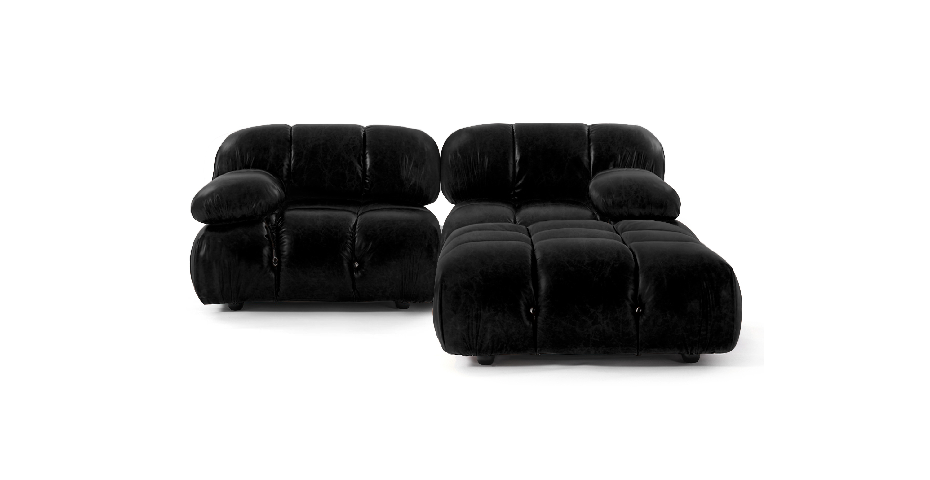 Mario Bellini Modular Sectional Sofa | Configuration C -  Leather Black Leather