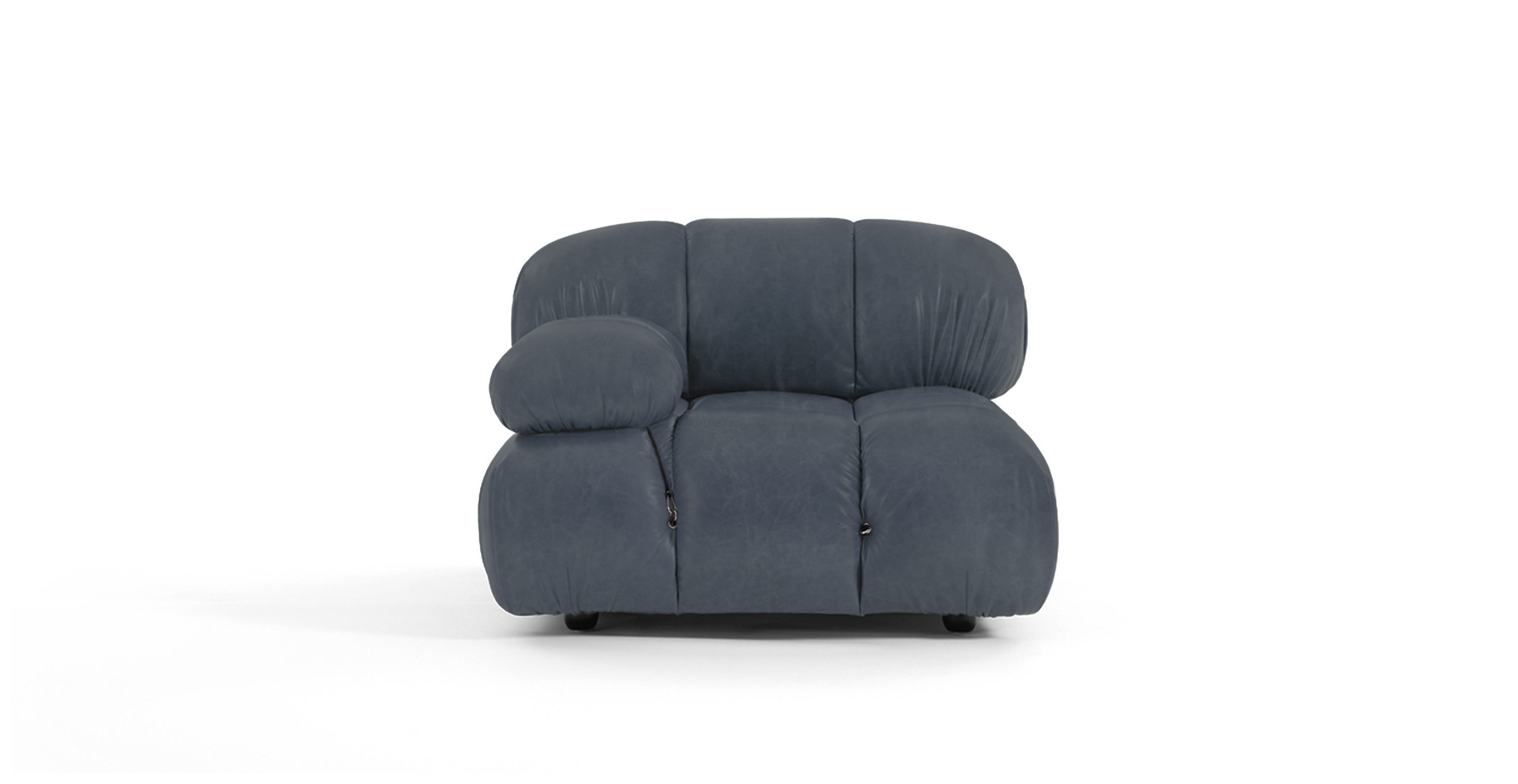 Italian Mario Bellini Sofa | Right Armrest -  Leather Antique Granite