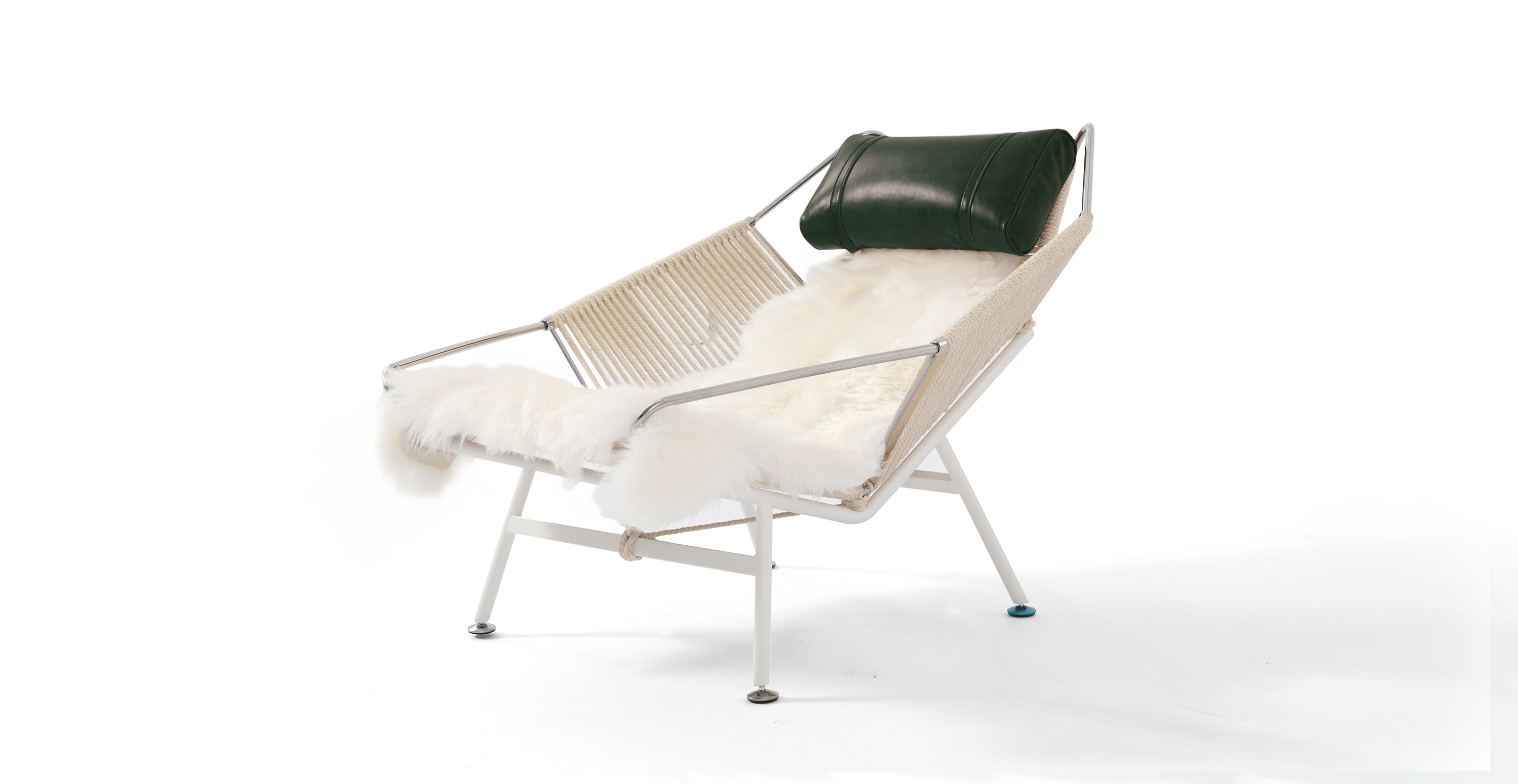 Hans J Wegner Flag Halyard Chair -  Leather Green