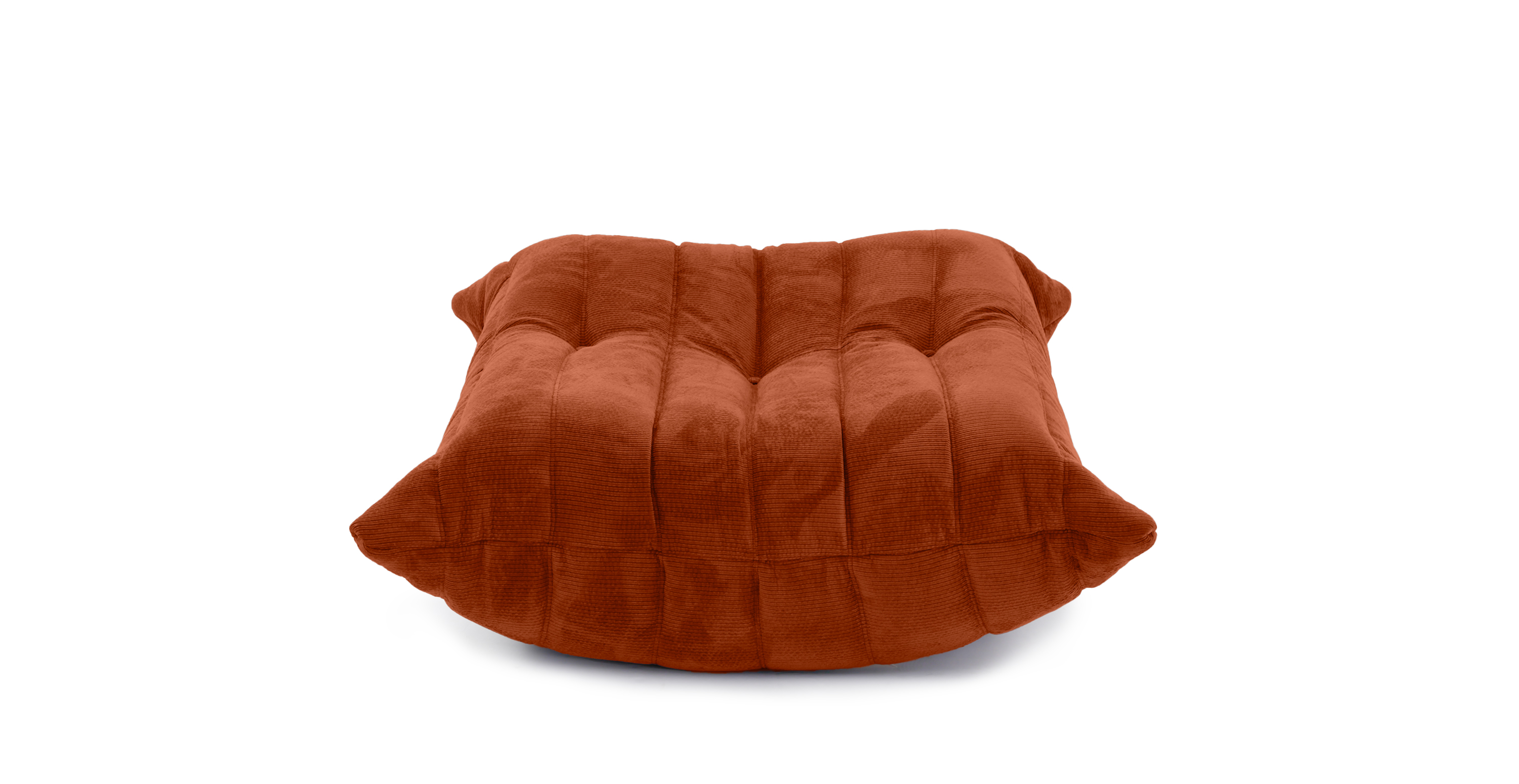 Michel Ducaroy Modern Fabric Ottoman - Corduroy Orange Corduroy