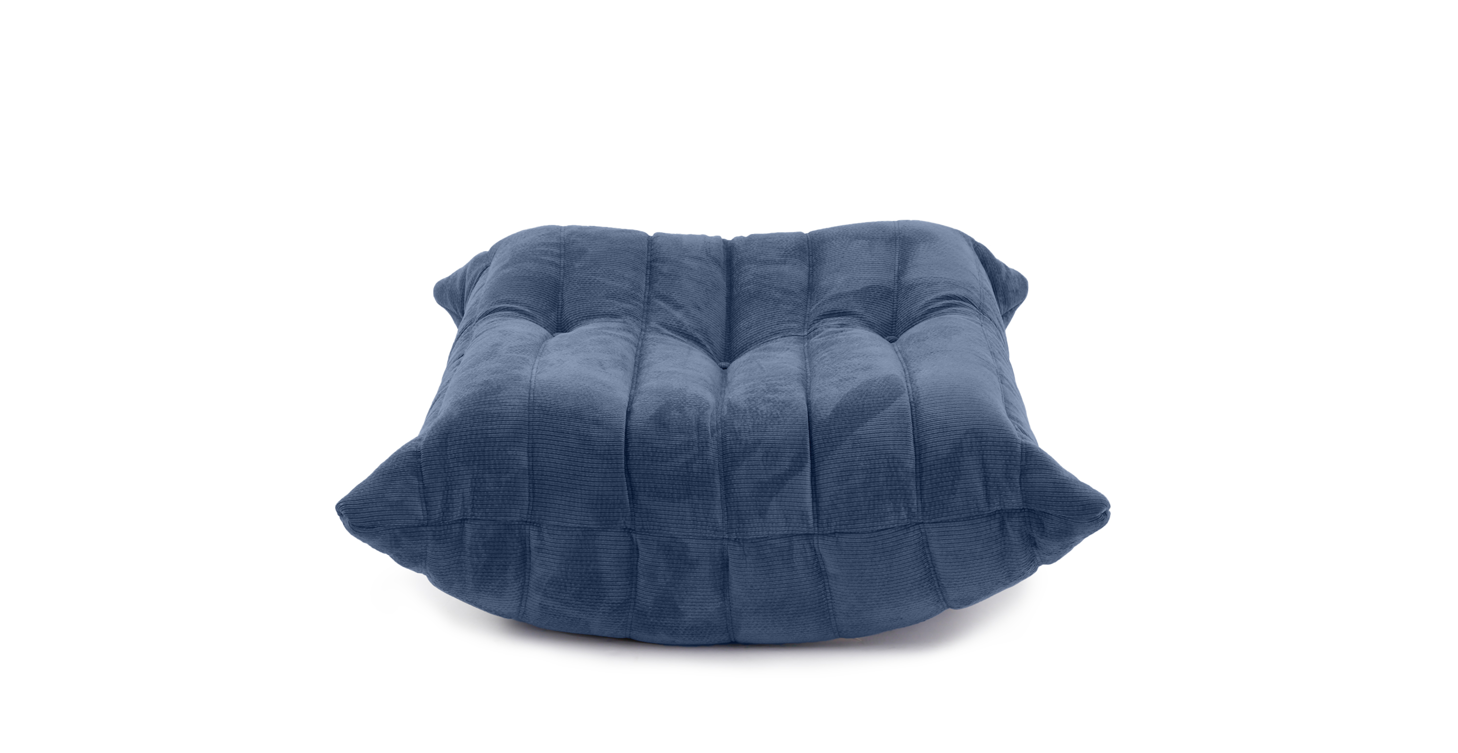 Michel Ducaroy Modern Fabric Ottoman - Corduroy Blue Corduroy