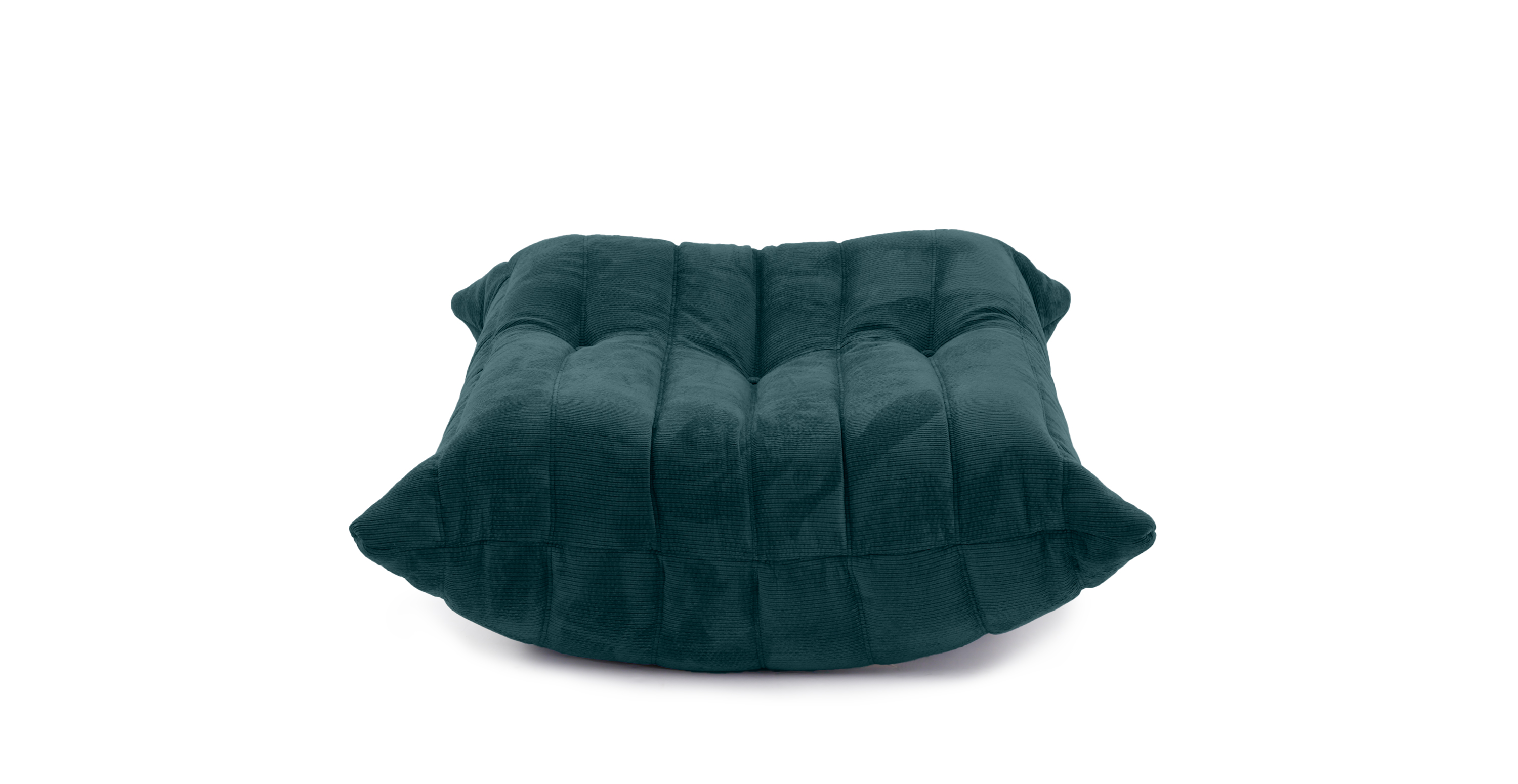 Michel Ducaroy Modern Fabric Ottoman - Green Corduroy Corduroy