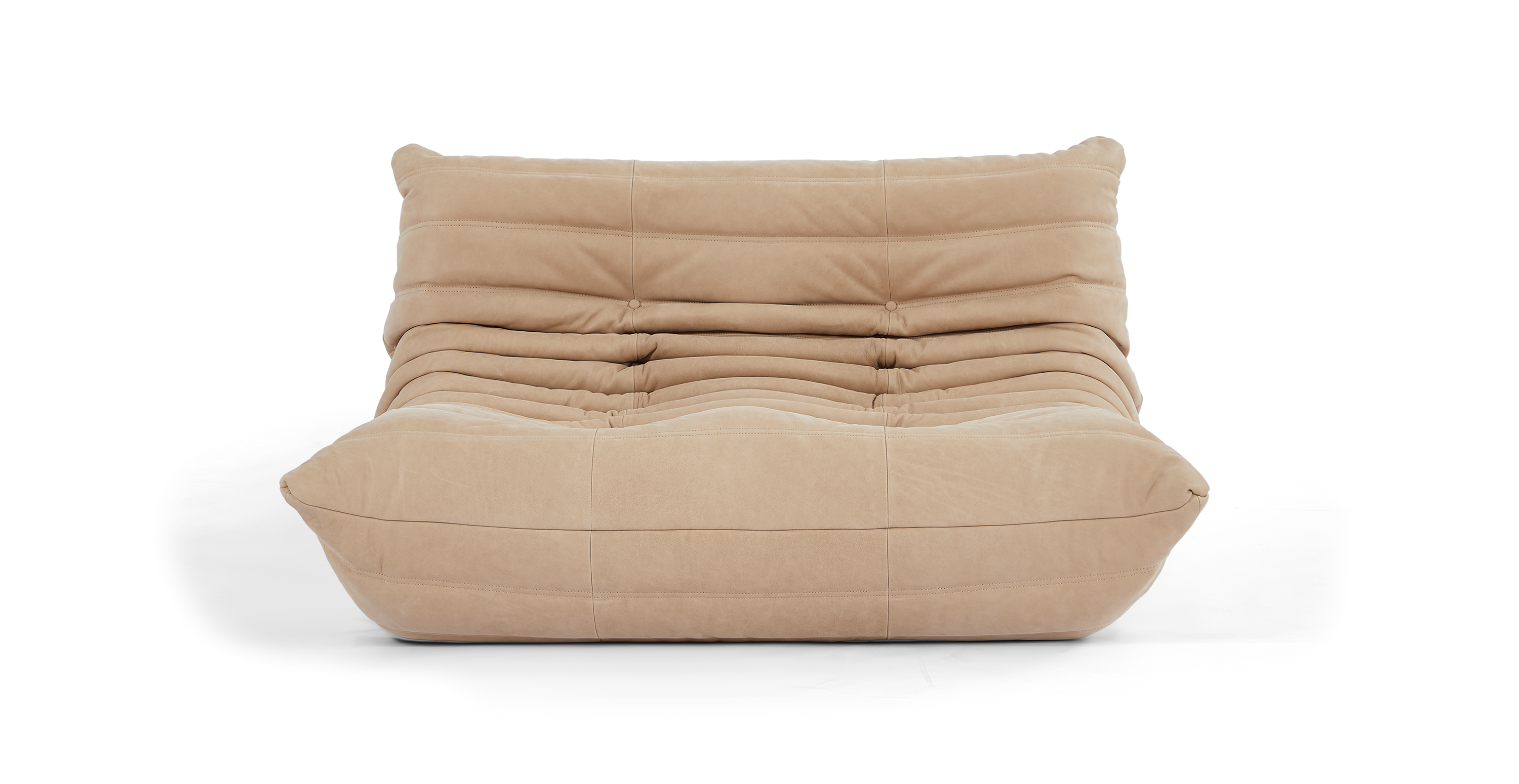 Michel Ducaroy Portside 2 Seater Leather Loveseat - Leather Antique Wheatgrass