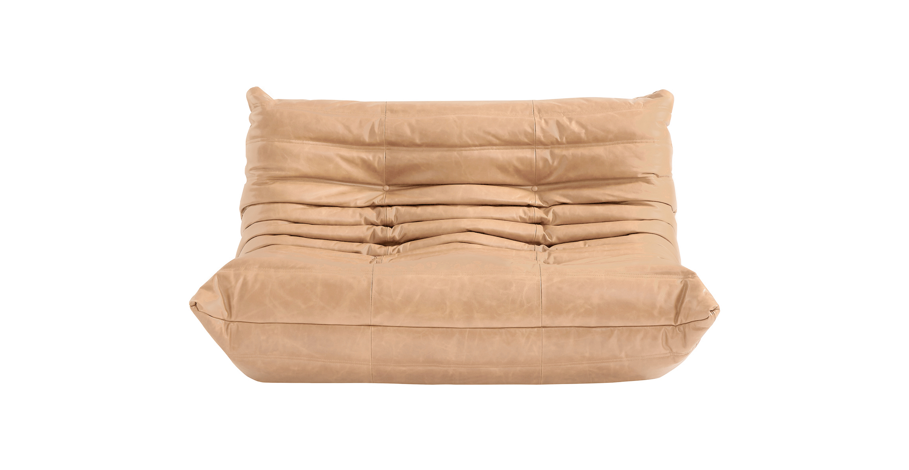 Michel Ducaroy Portside 2 Seater Leather Loveseat -  Leather Antique Cashew