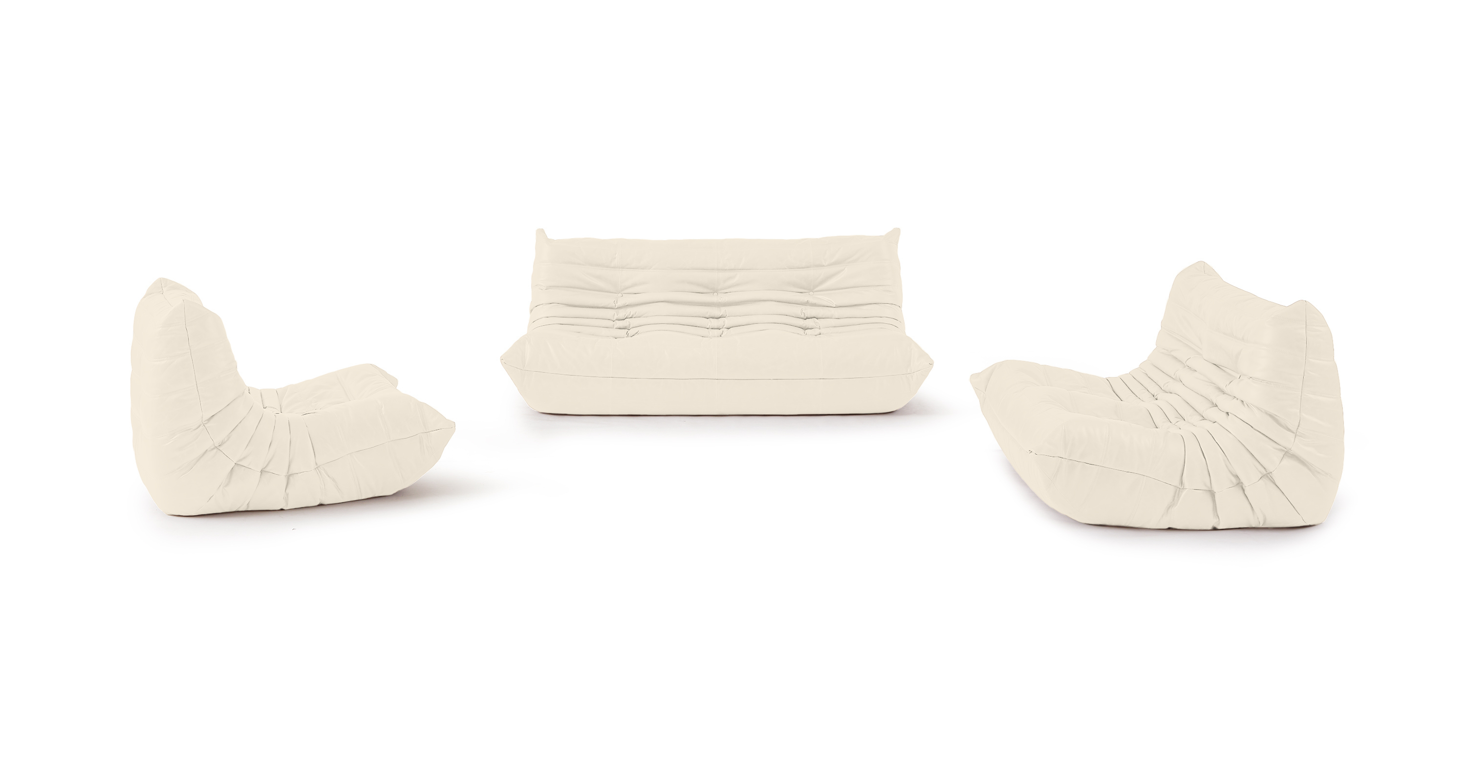 Michel Ducaroy Modular Leather Sofa Set | Configuration C -  Leather Cream