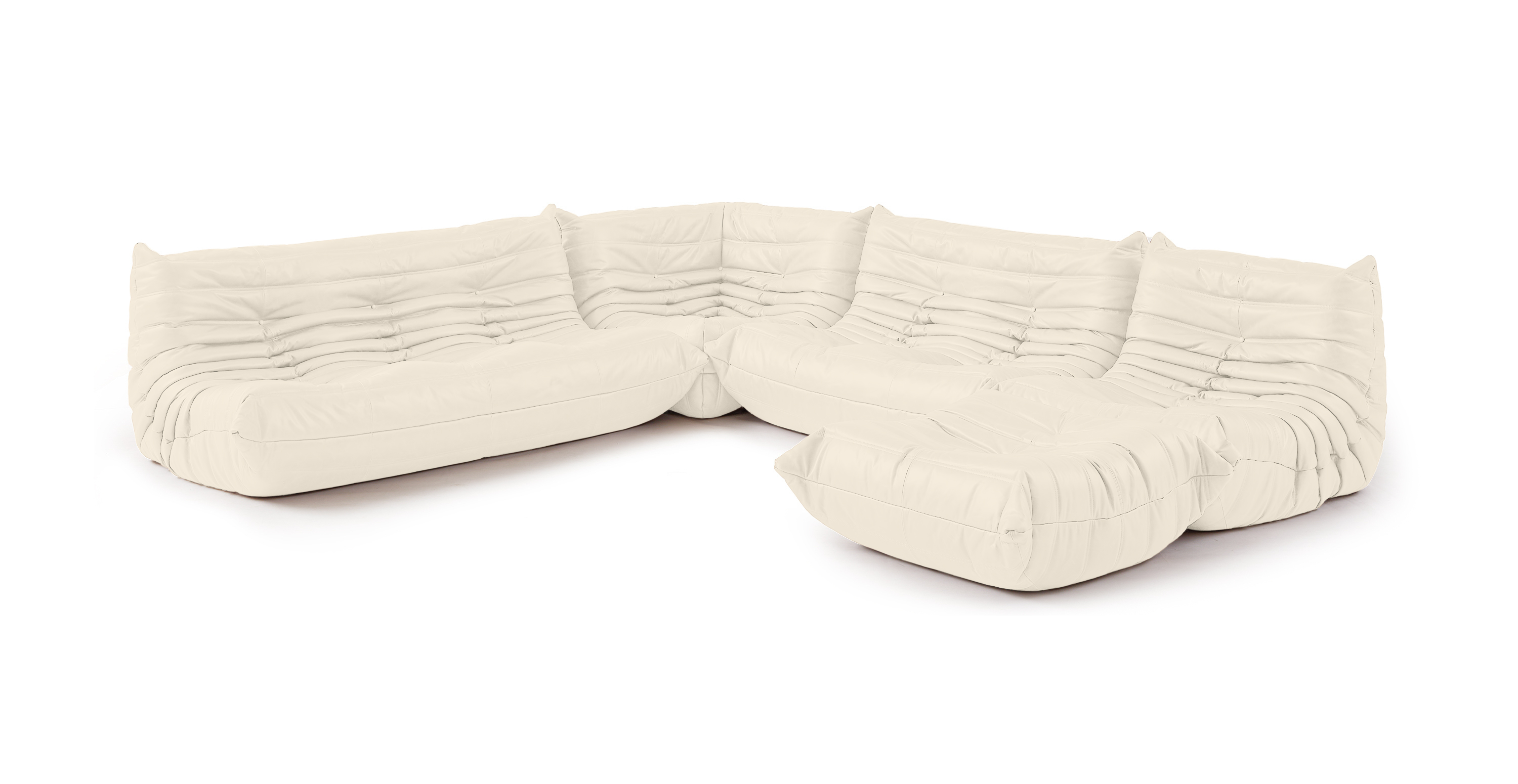 Michel Ducaroy Modular Leather Sofa Set | Configuration E -  Leather Cream