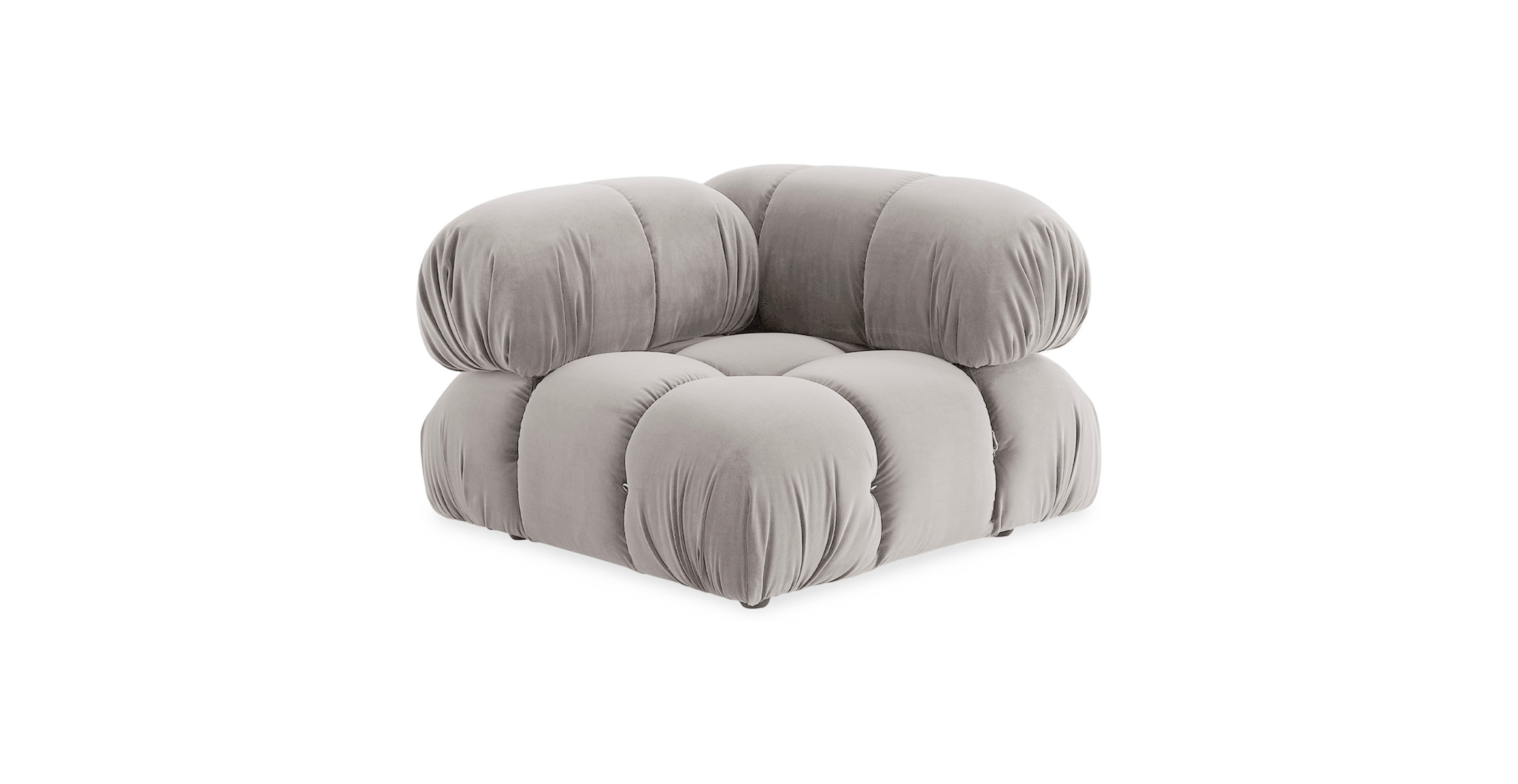 Mid Century Mario Bellini Sofa | Corner Module -  Velvet Light Gray Velvet