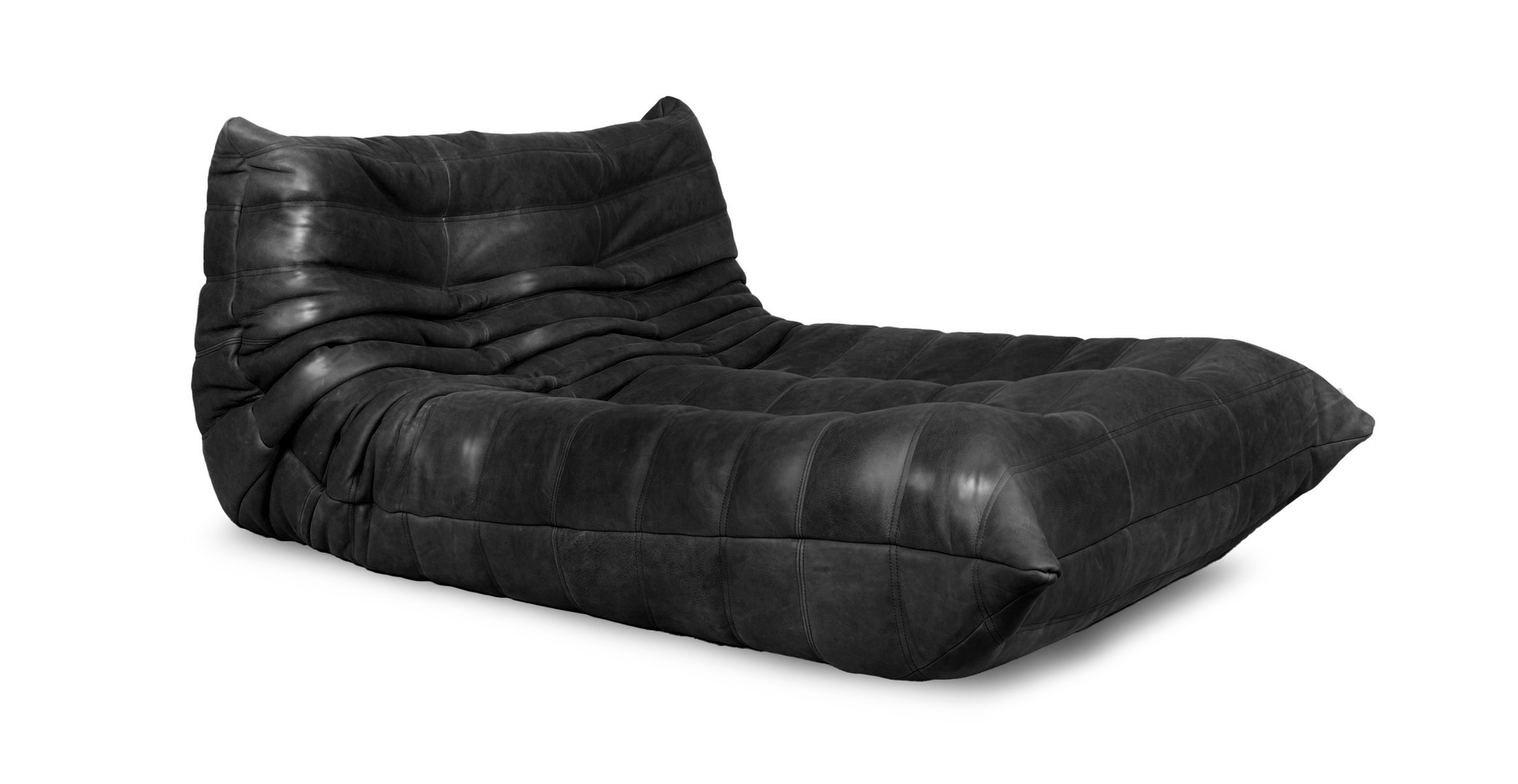 Michel Ducaroy Chaise Lounge 2 Seater Leather - Leather Black