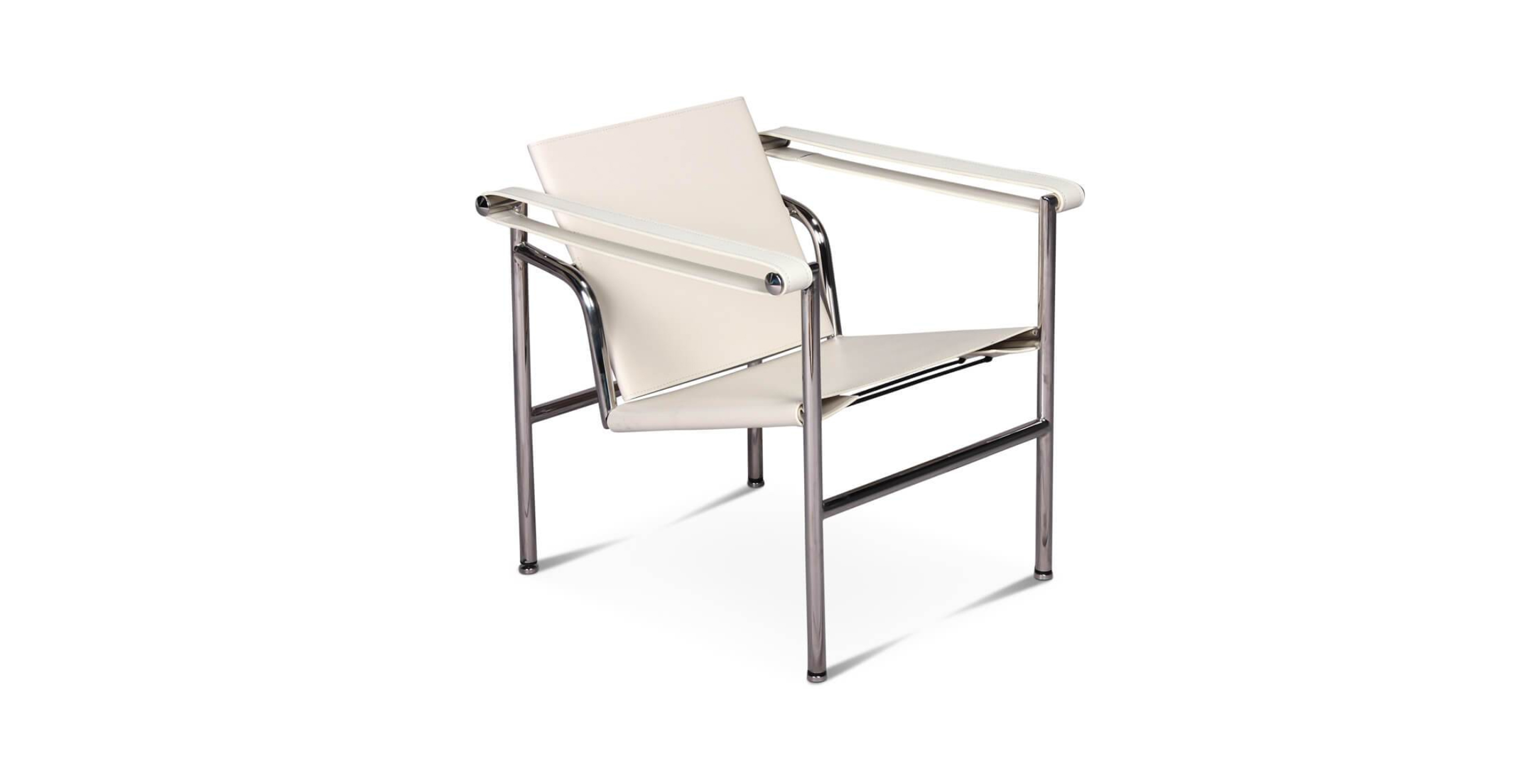 Mid Century Le Corbusier LC1 Basculant Sling Chair - Leather White