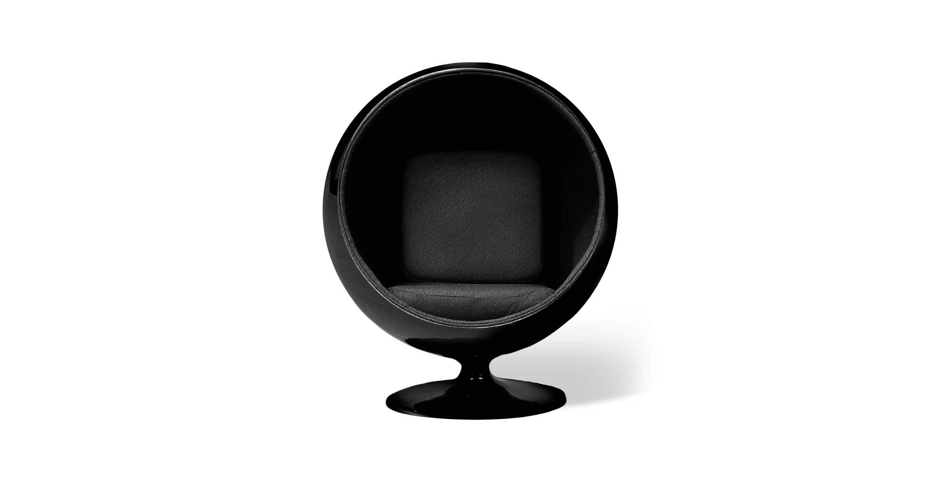 Eero Aarnio Ball Chair - Glossy Black Shell -  Boucle Black Boucle