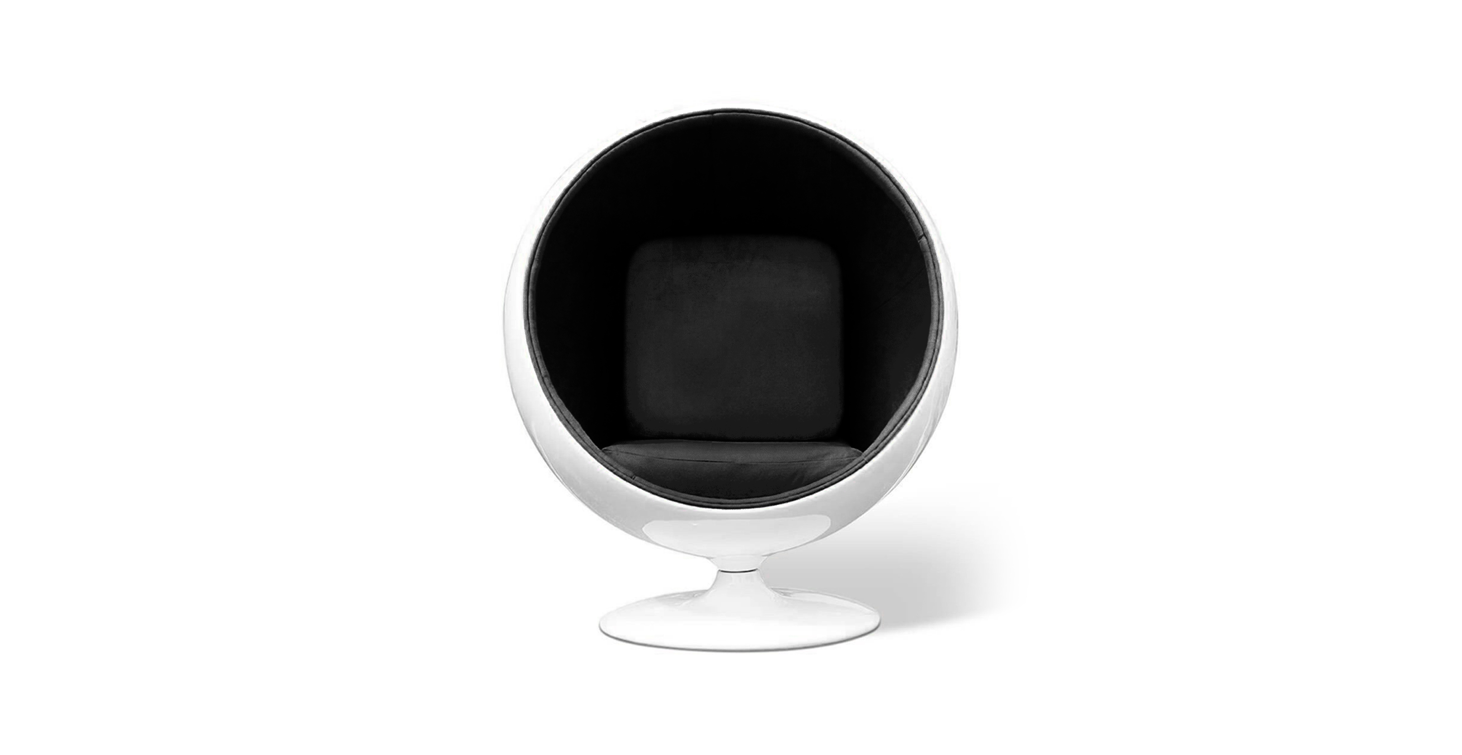 Eero Aarnio Ball Chair - Glossy White Shell -  Chenille Charcoal Gray