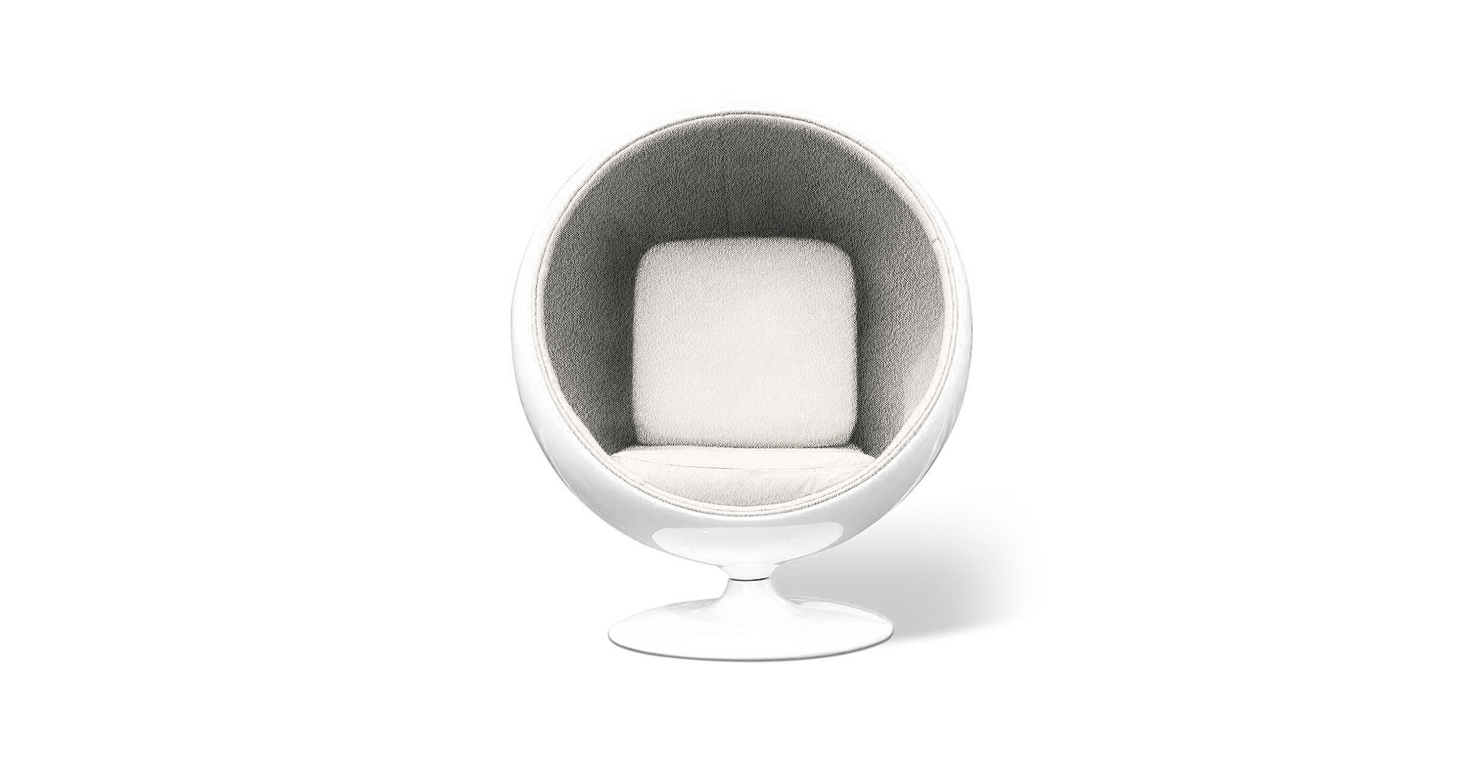 Eero Aarnio Ball Chair - Glossy White Shell -  Boucle White Boucle