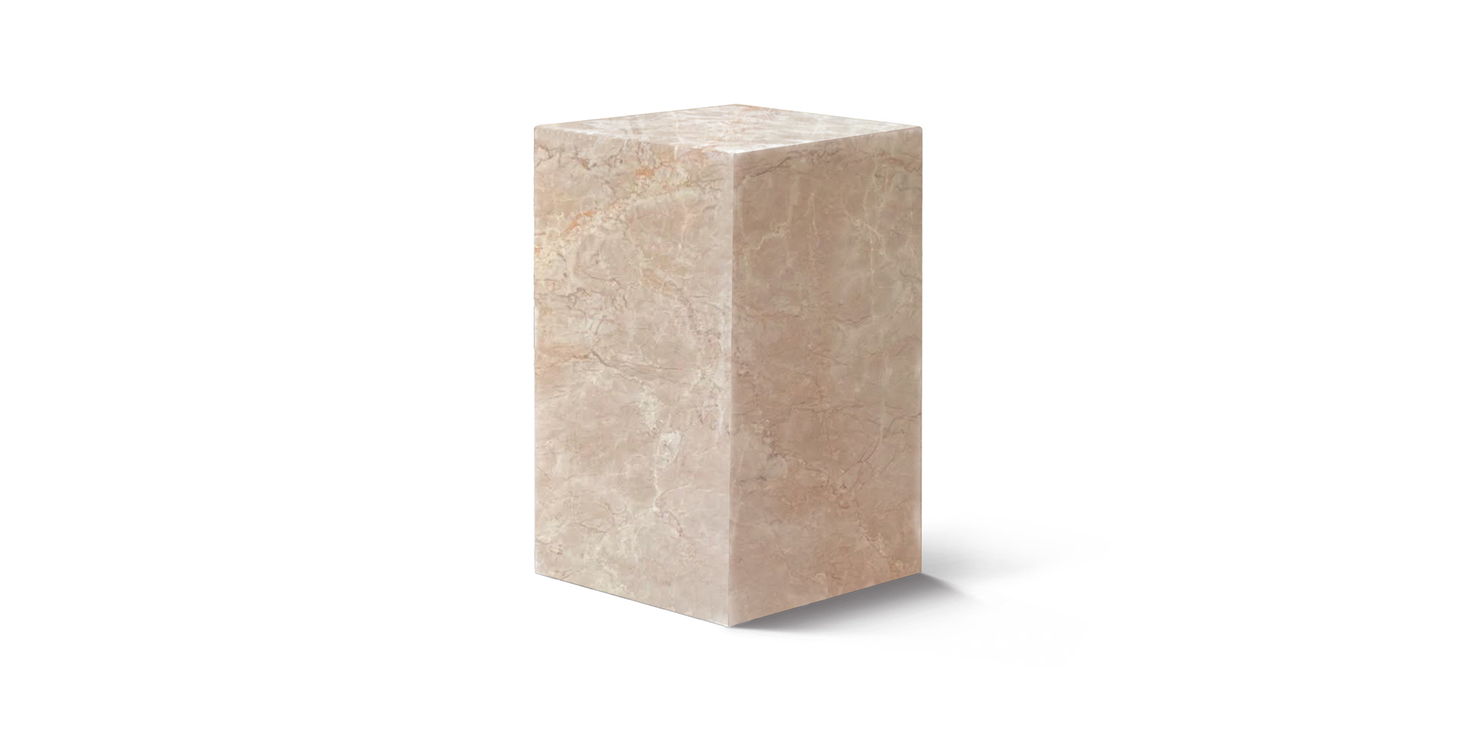 Copenhagen Luxury Marble Plinth Block Tall End Table - Marble Rose Cream