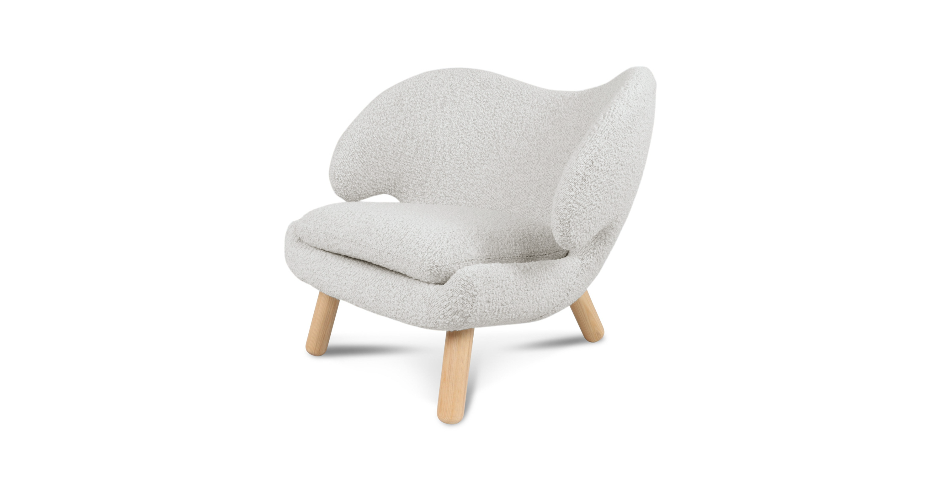 Finn Juhl Pelican Chair - Natural Ash Legs -  Boucle White