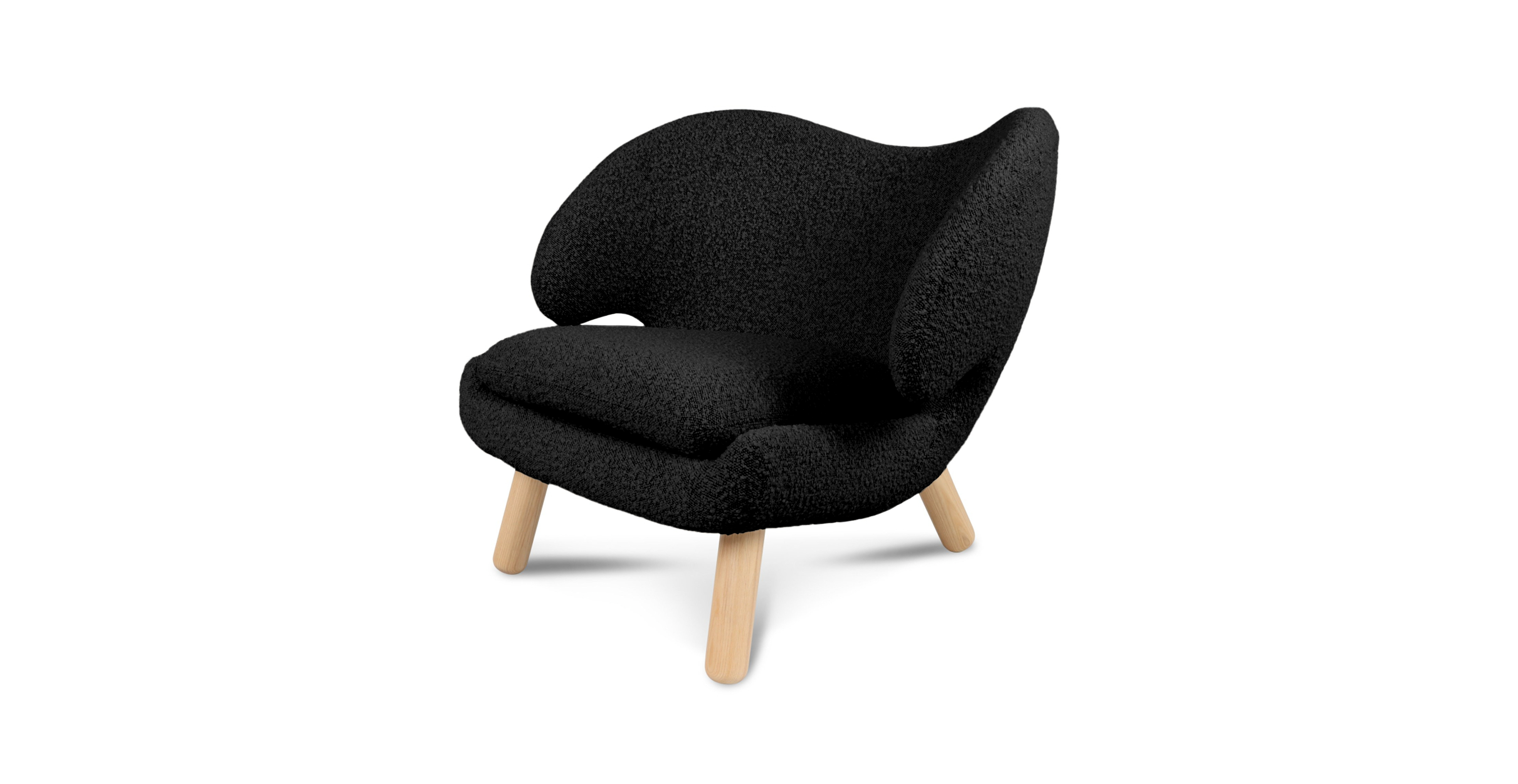 Finn Juhl Pelican Chair - Natural Ash Legs -  Boucle Black