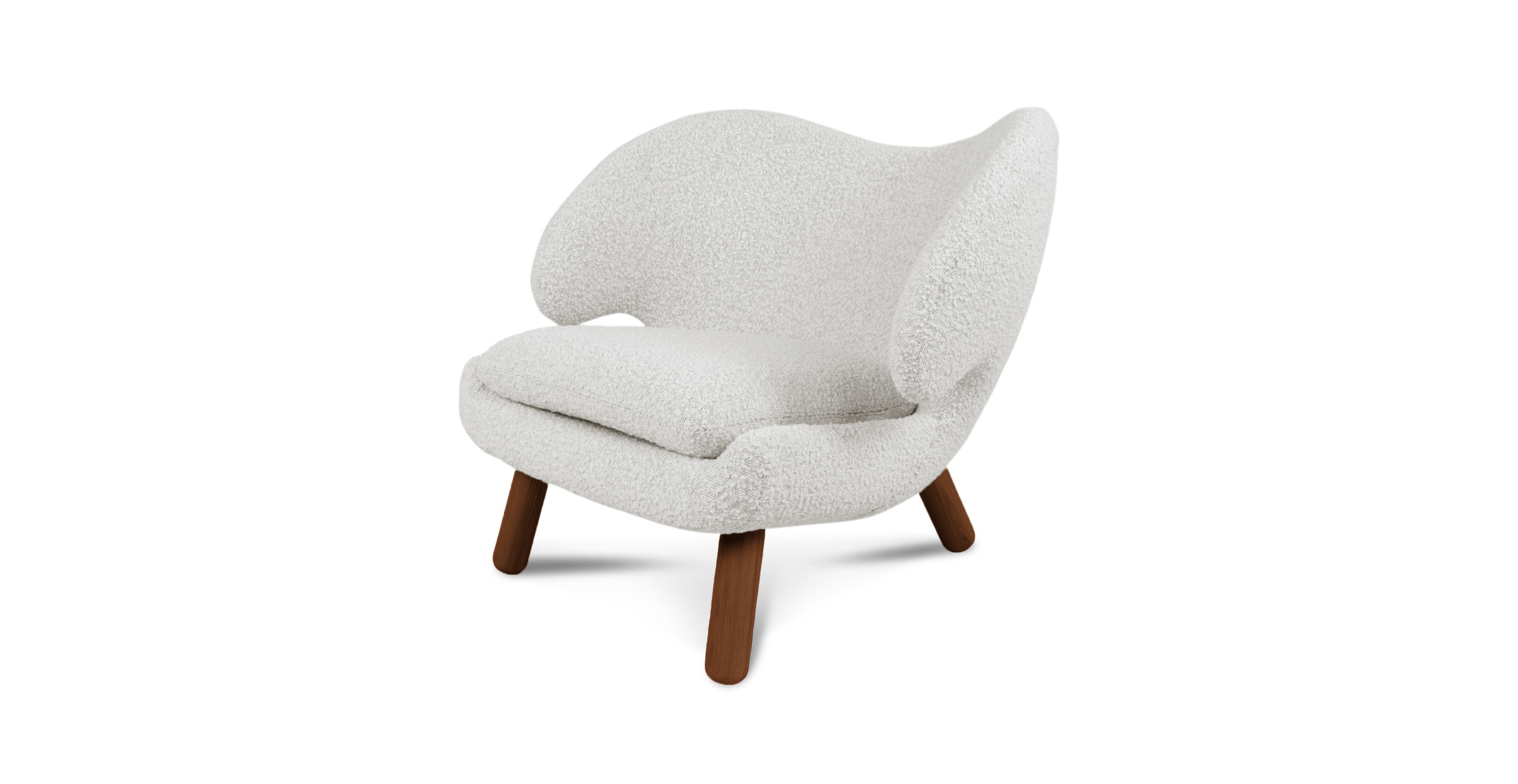 Finn Juhl Pelican Chair - Walnut Legs -  Boucle White