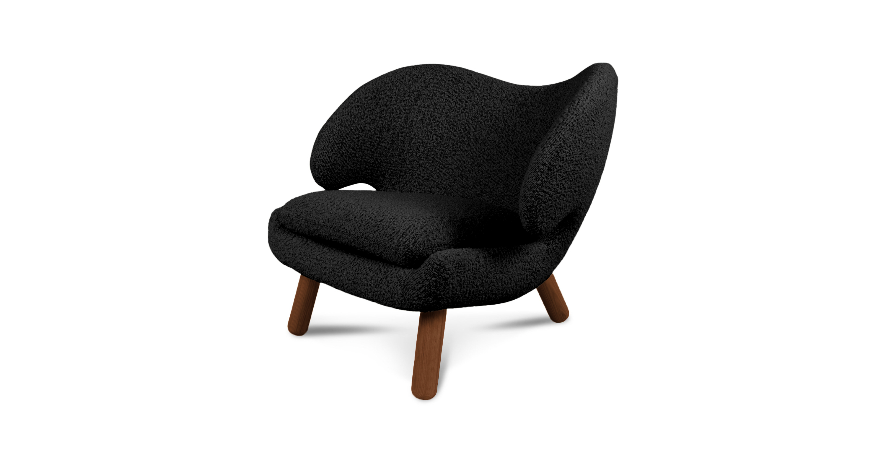 Finn Juhl Pelican Chair - Walnut Legs -  Boucle Black