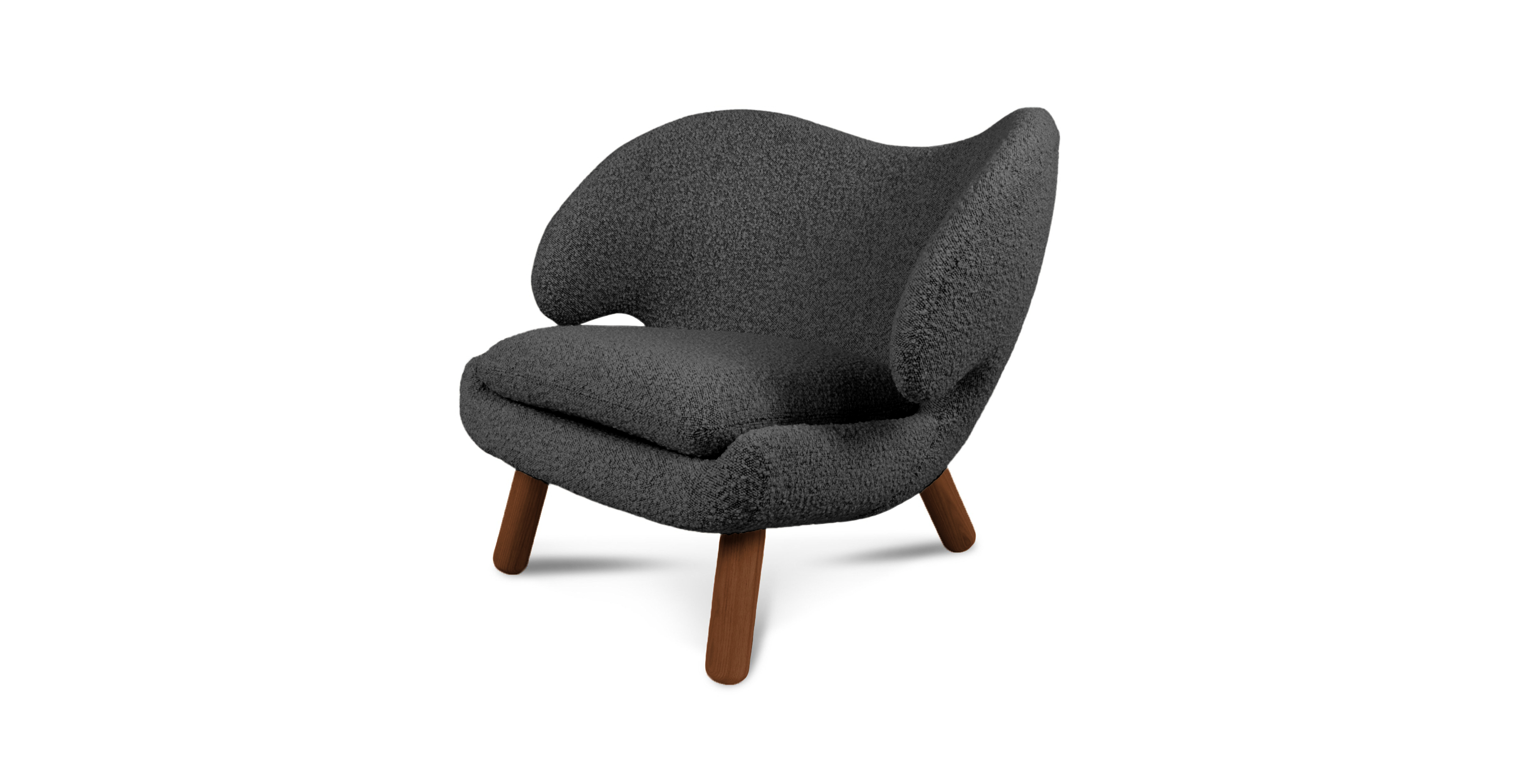 Finn Juhl Pelican Chair - Walnut Legs -  Boucle Gray