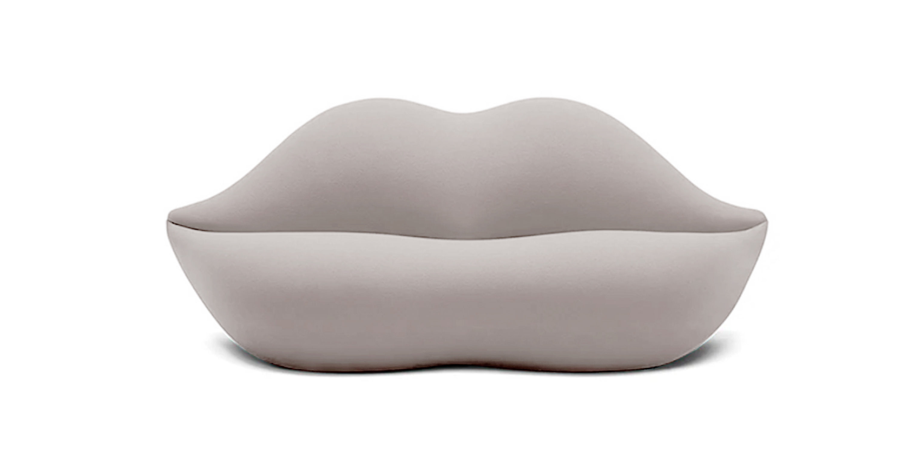 Funky Bocca Lips Pop Art Sofa -  Velvet Light Gray Velvet