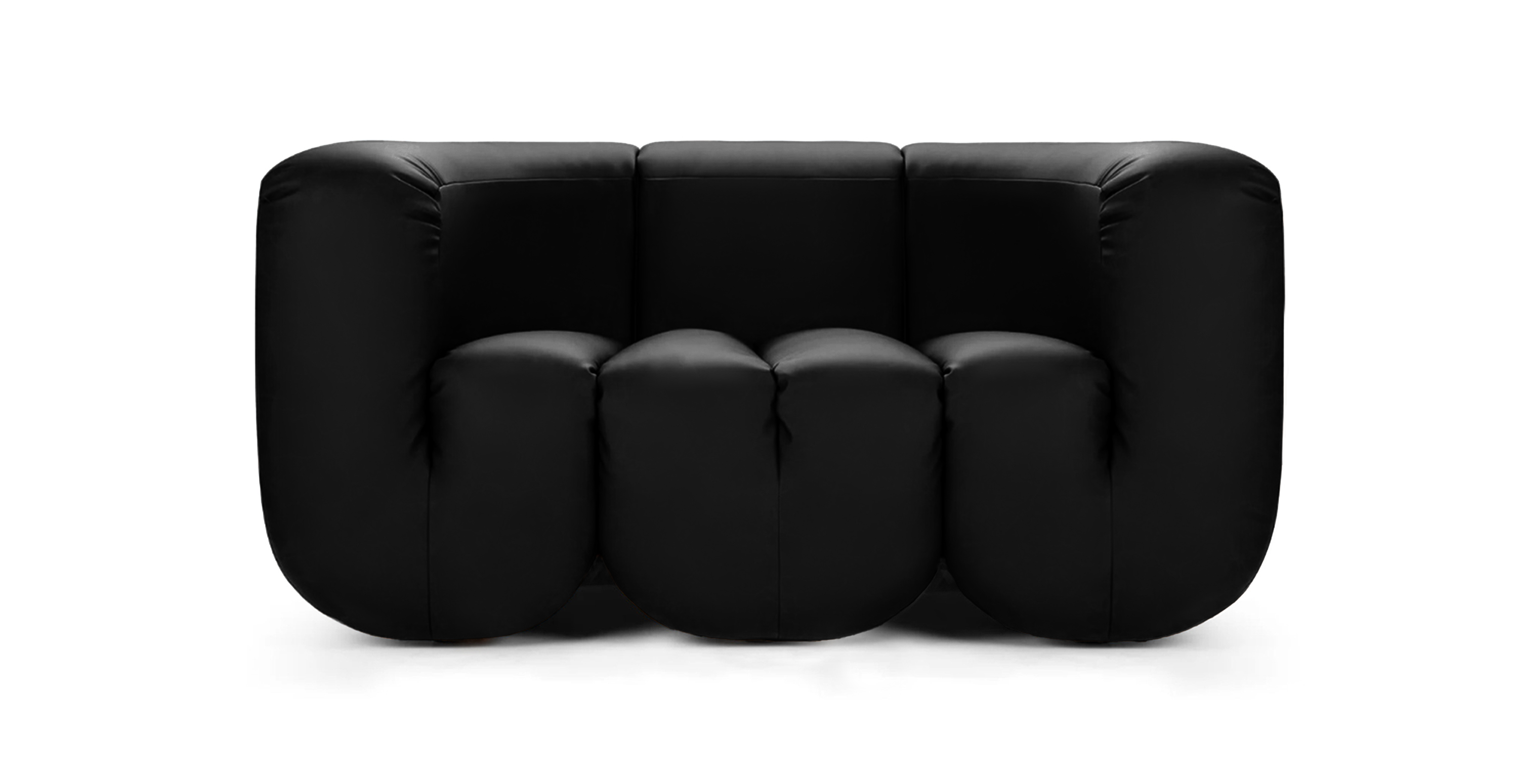 DS 707 Modern 2 Seater Sofa -  Leather Black