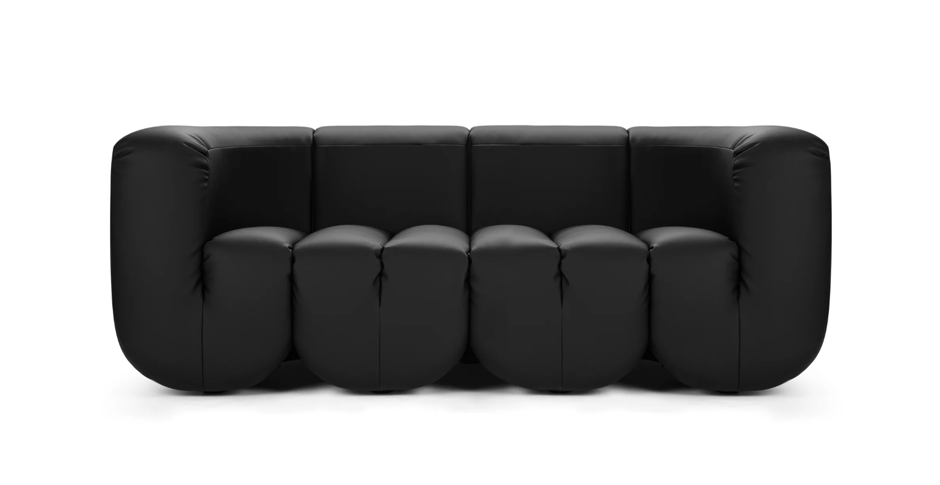 DS 707 Modern 3 Seater Sofa -  Leather Black