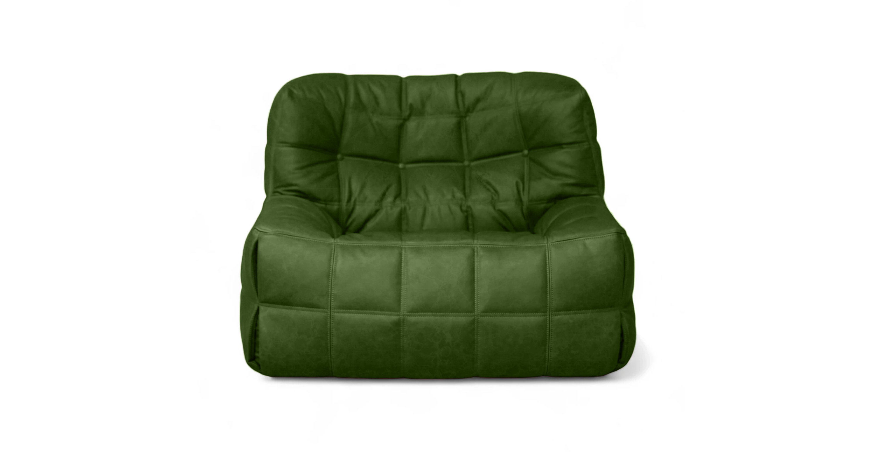 Michel Ducaroy Kashyma Modern Lounge Chair -  Leather Antique Green