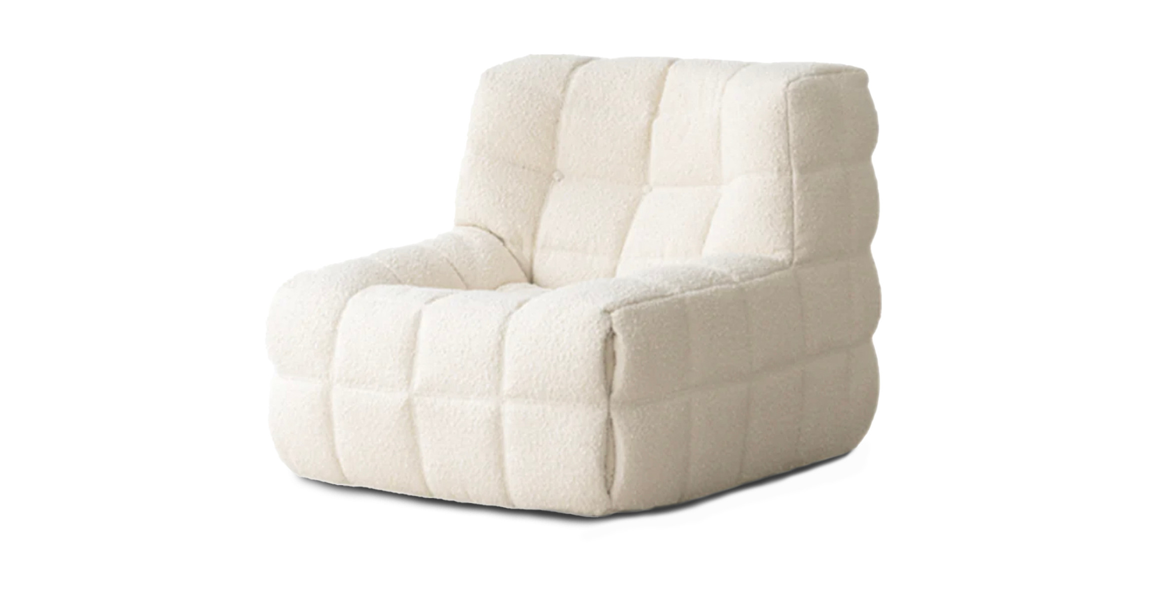 Michel Ducaroy Kashyma Modern Lounge Chair -  Boucle White Boucle