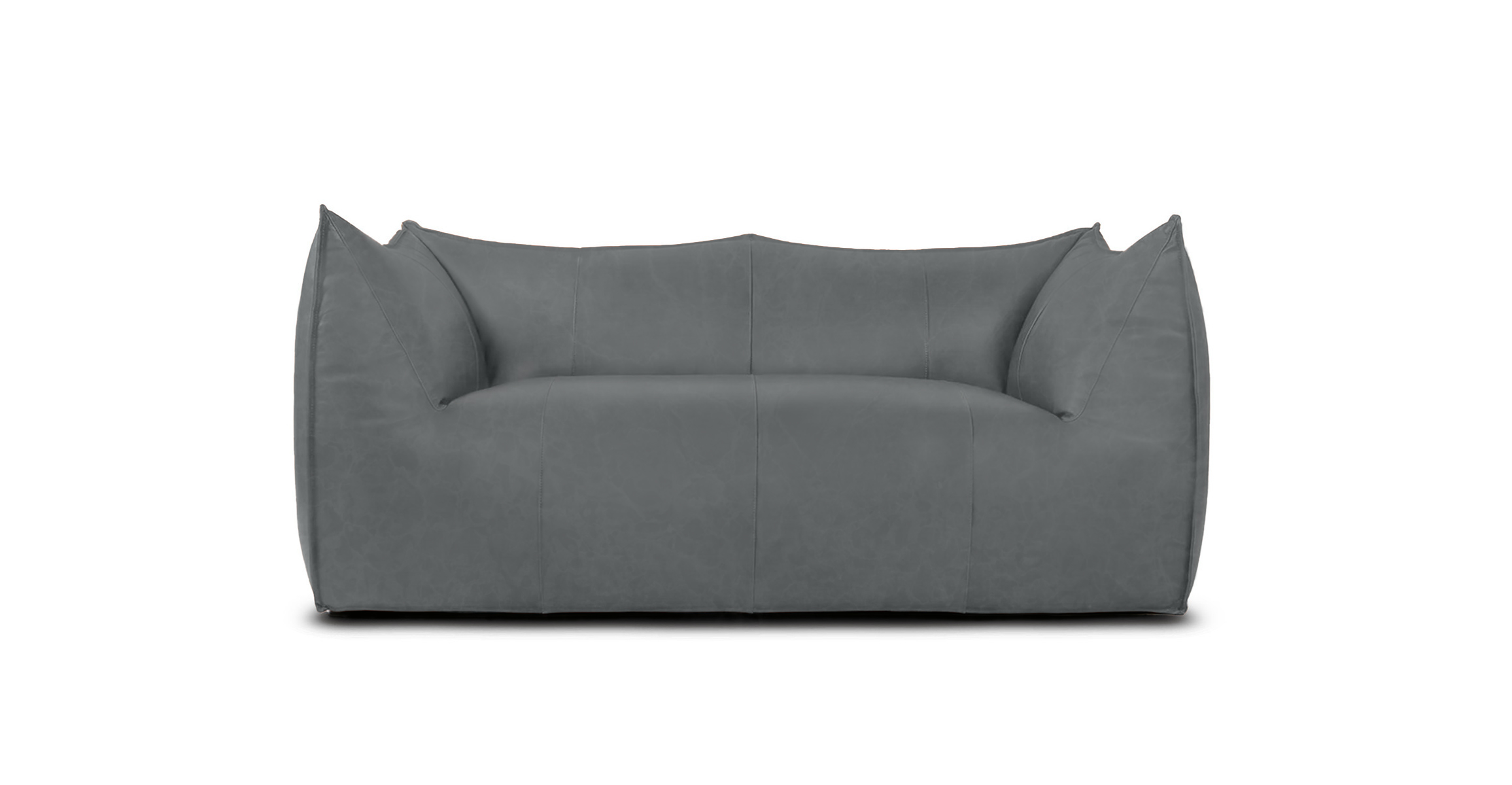 Mario Bellini Leandro Modern Loveseat -  Leather Antique Granite
