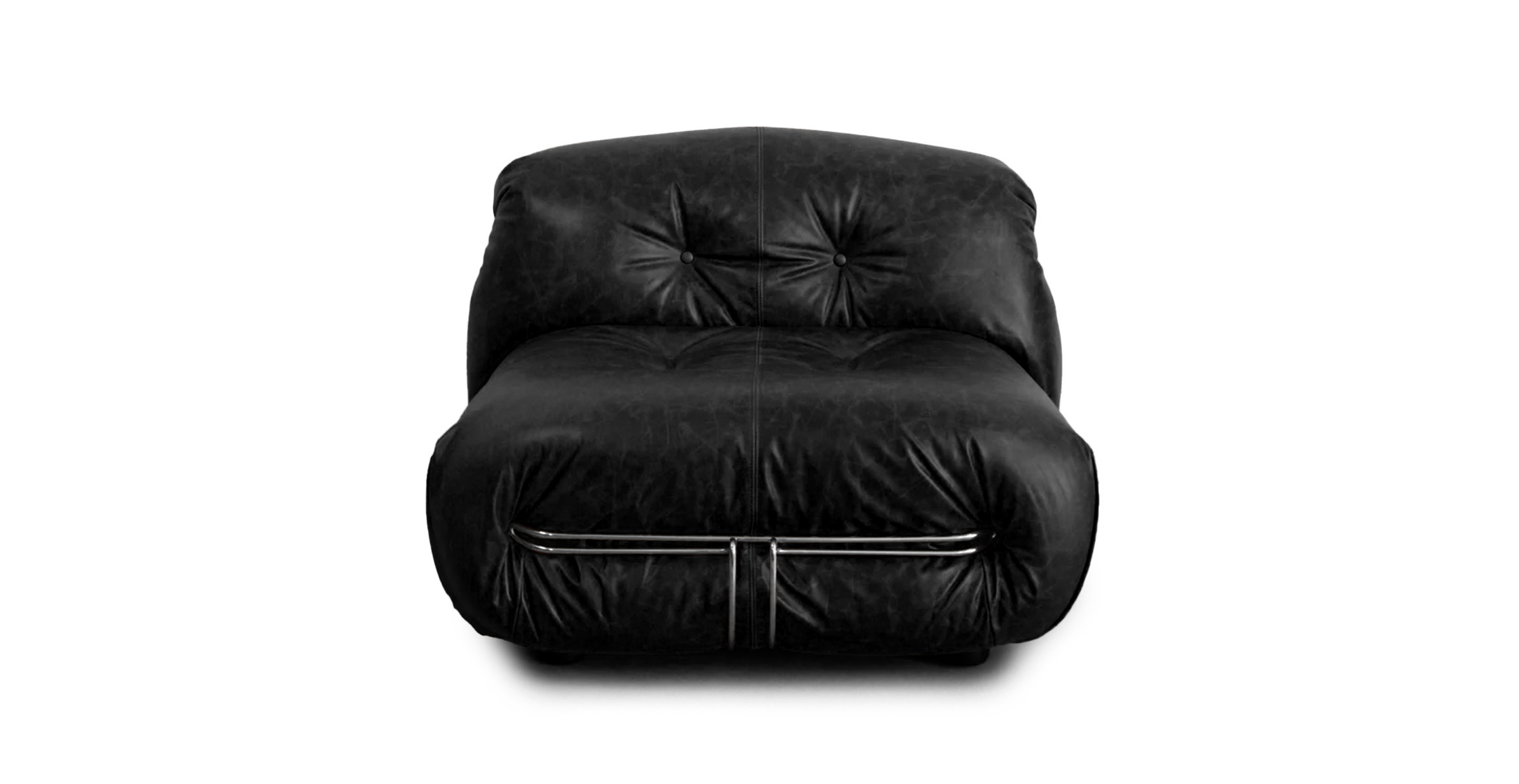 Mid Century Modern Soriana Chair - Leather Antique Black