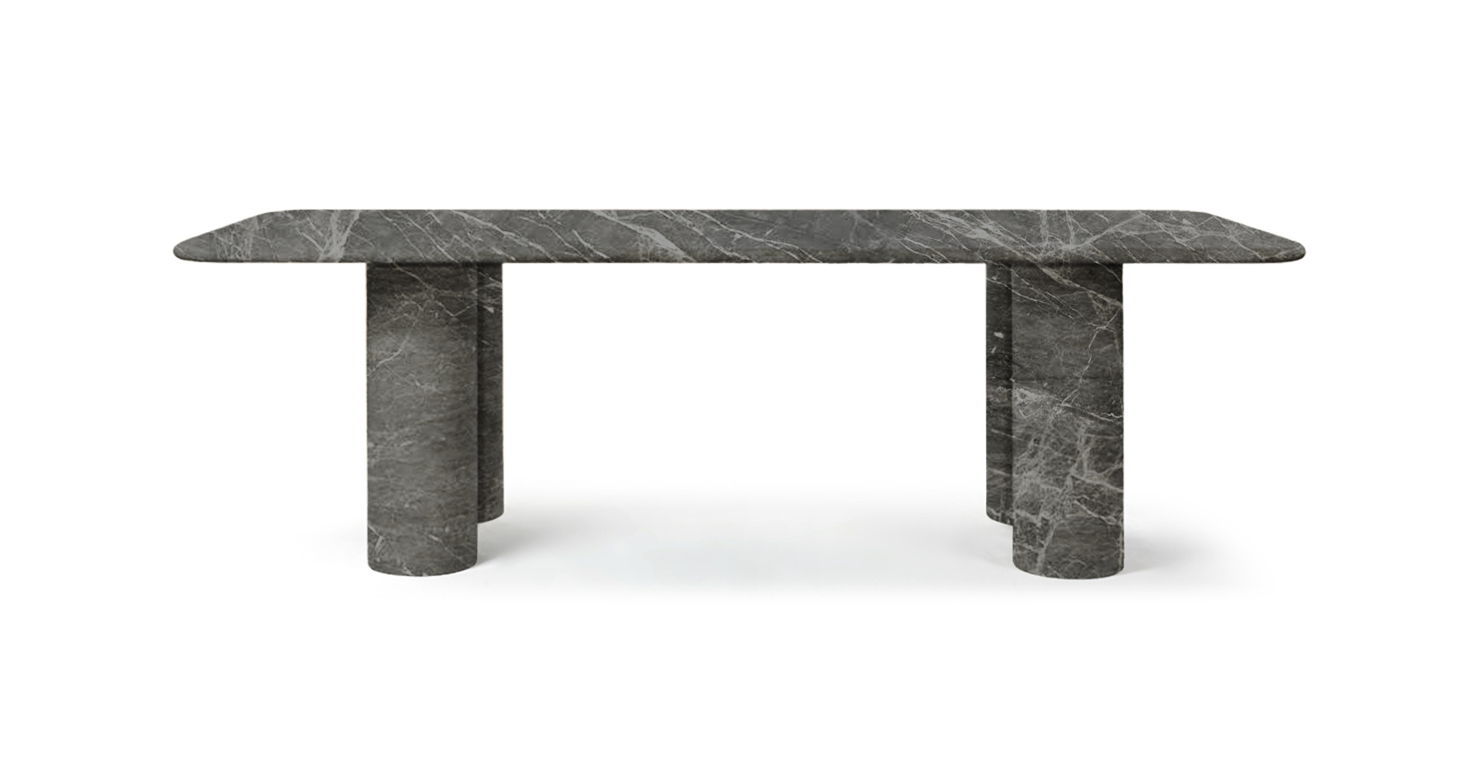 Colonna Rectangle Travertine Dining Table -  Marble Dark Grey Marble
