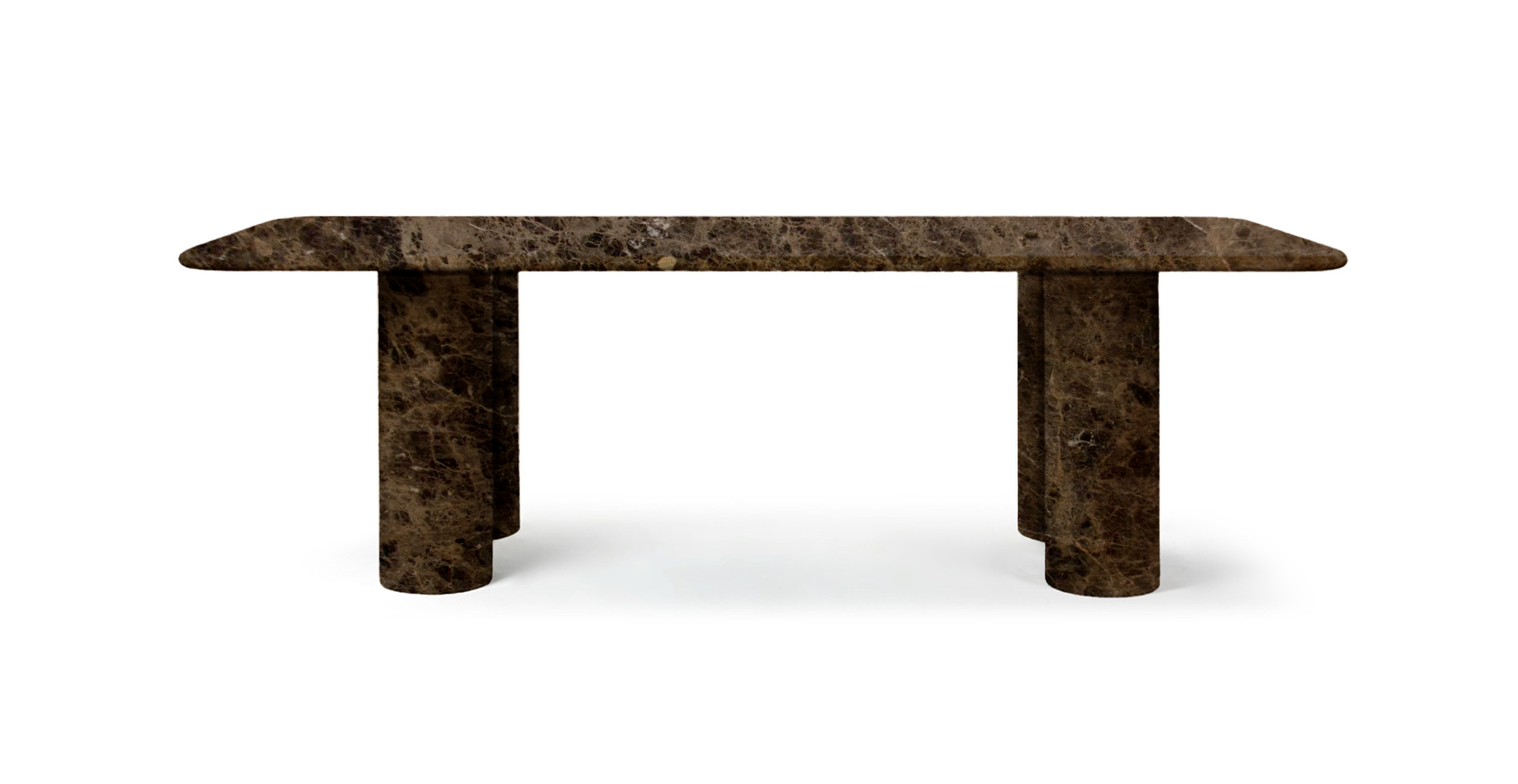 Colonna Rectangle Travertine Dining Table - Marble Emperador Dark Marble