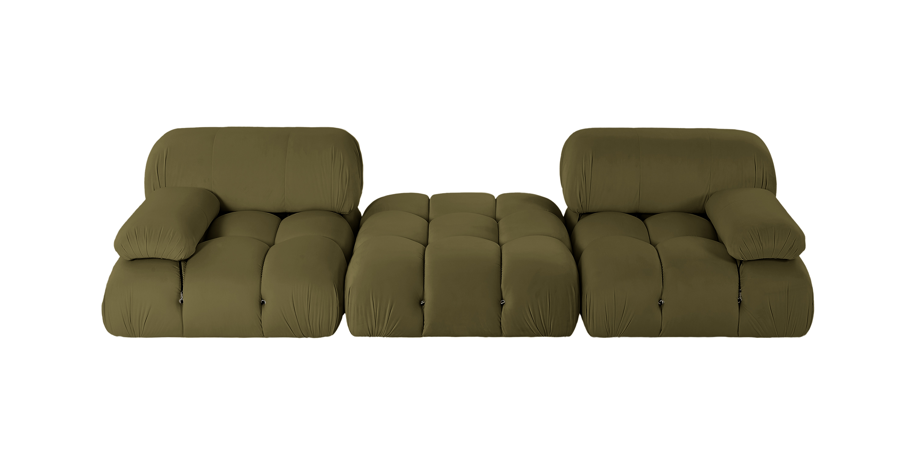 Mid Century Modern Mario Bellini Modular Sectional Sofa | Configuration D -  Army Green Velvet Velvet