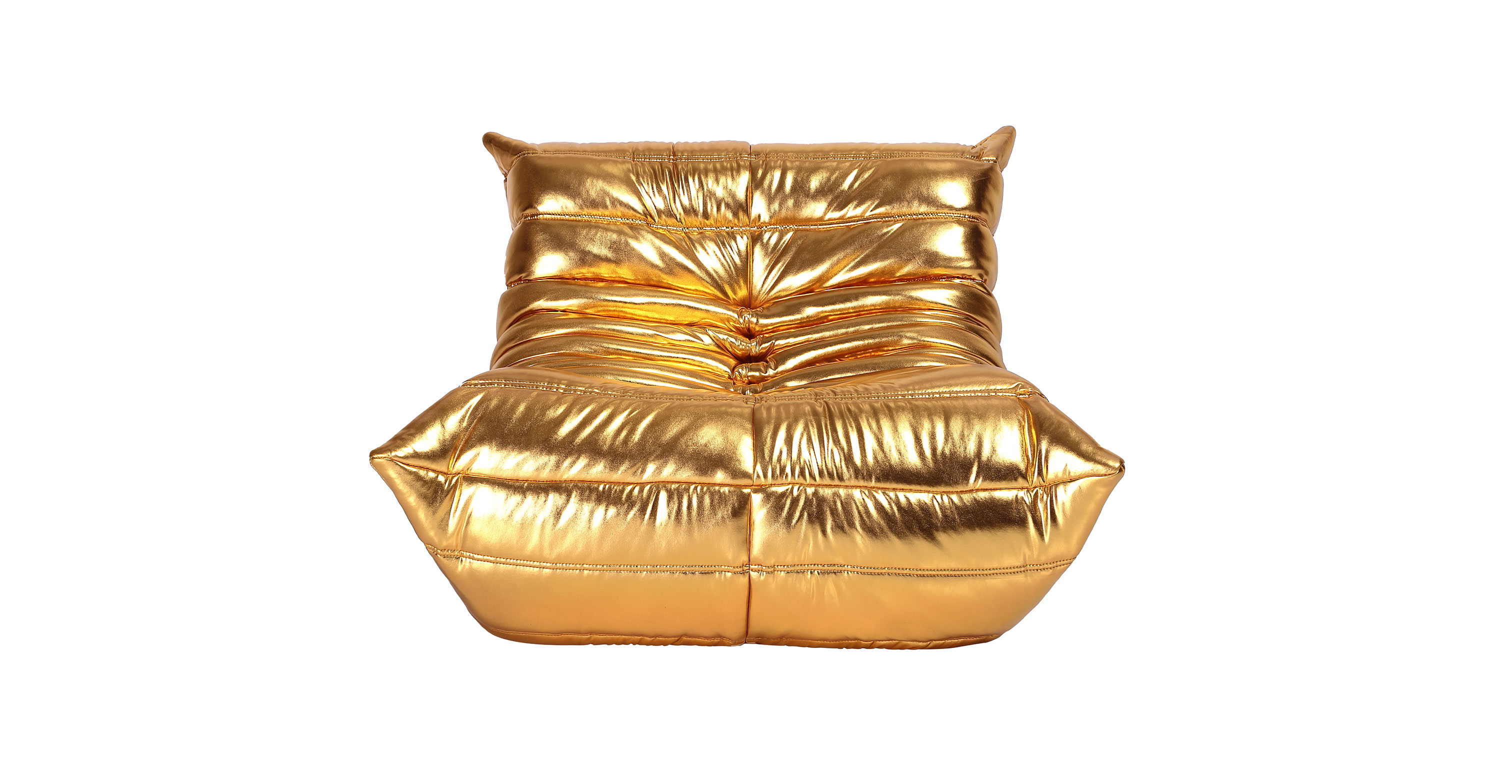Michel Ducaroy Togo Metallic Chrome Fireside Chair -  Metallic Gold Chrome