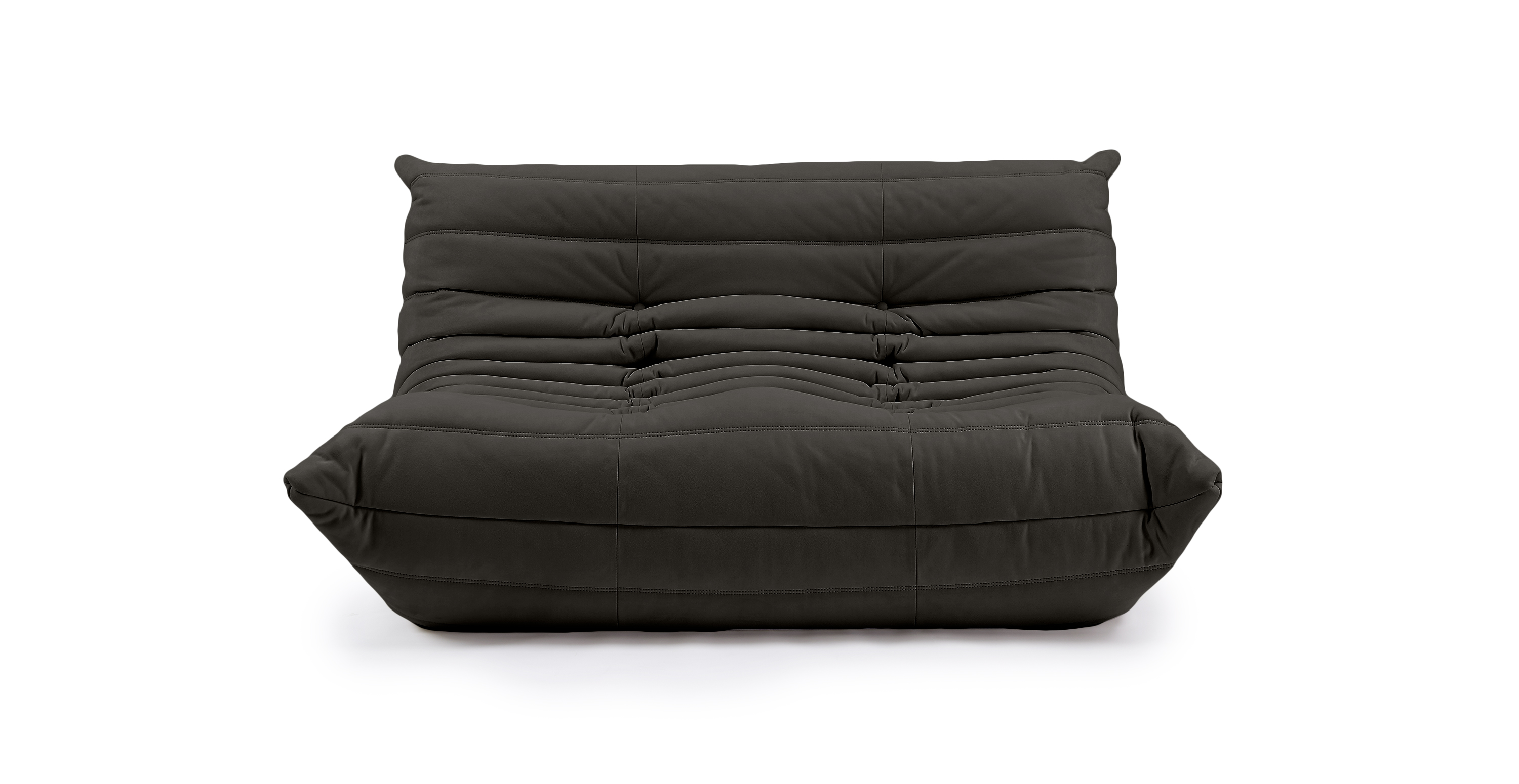 Michel Ducaroy Alcantara Suede Portside 2 Seater Fabric Loveseat -  Gray Alcantara Suede