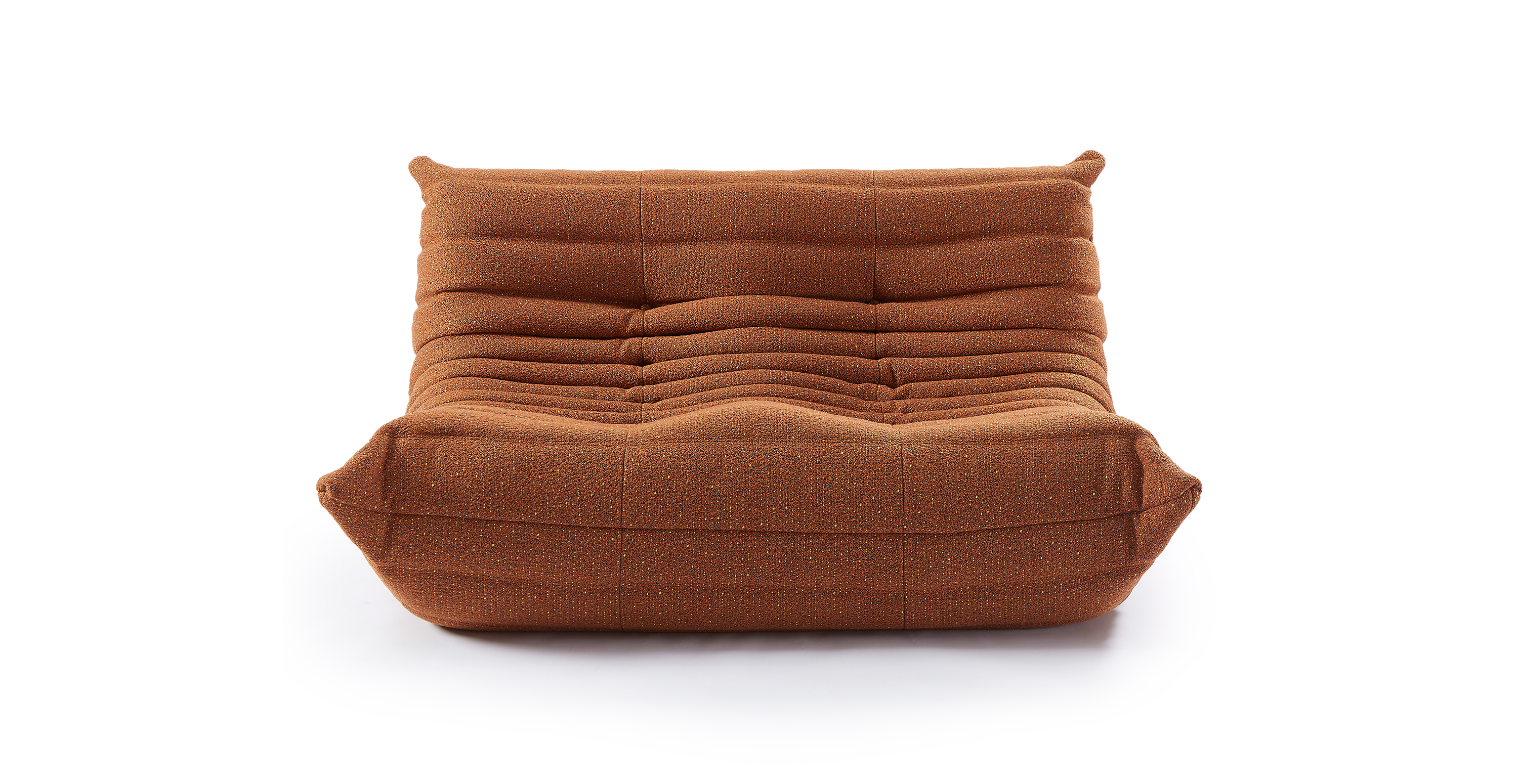 Michel Ducaroy Tweed Portside 2 Seater Fabric Loveseat - Tweed Brown Multicolor