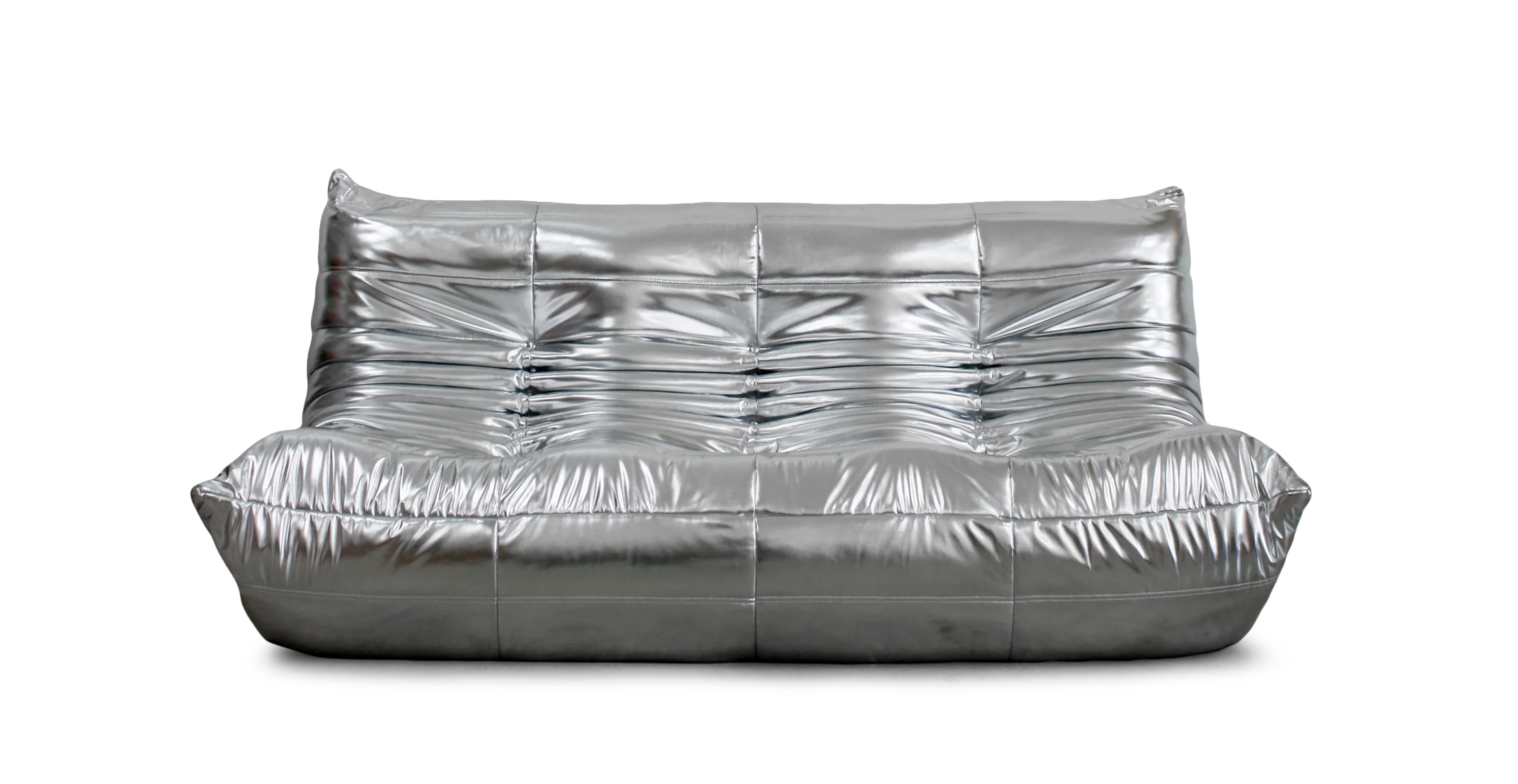 Michel Ducaroy Metallic Chrome Quayside 3 Seater Fabric Sofa - Chrome Metallic Silver