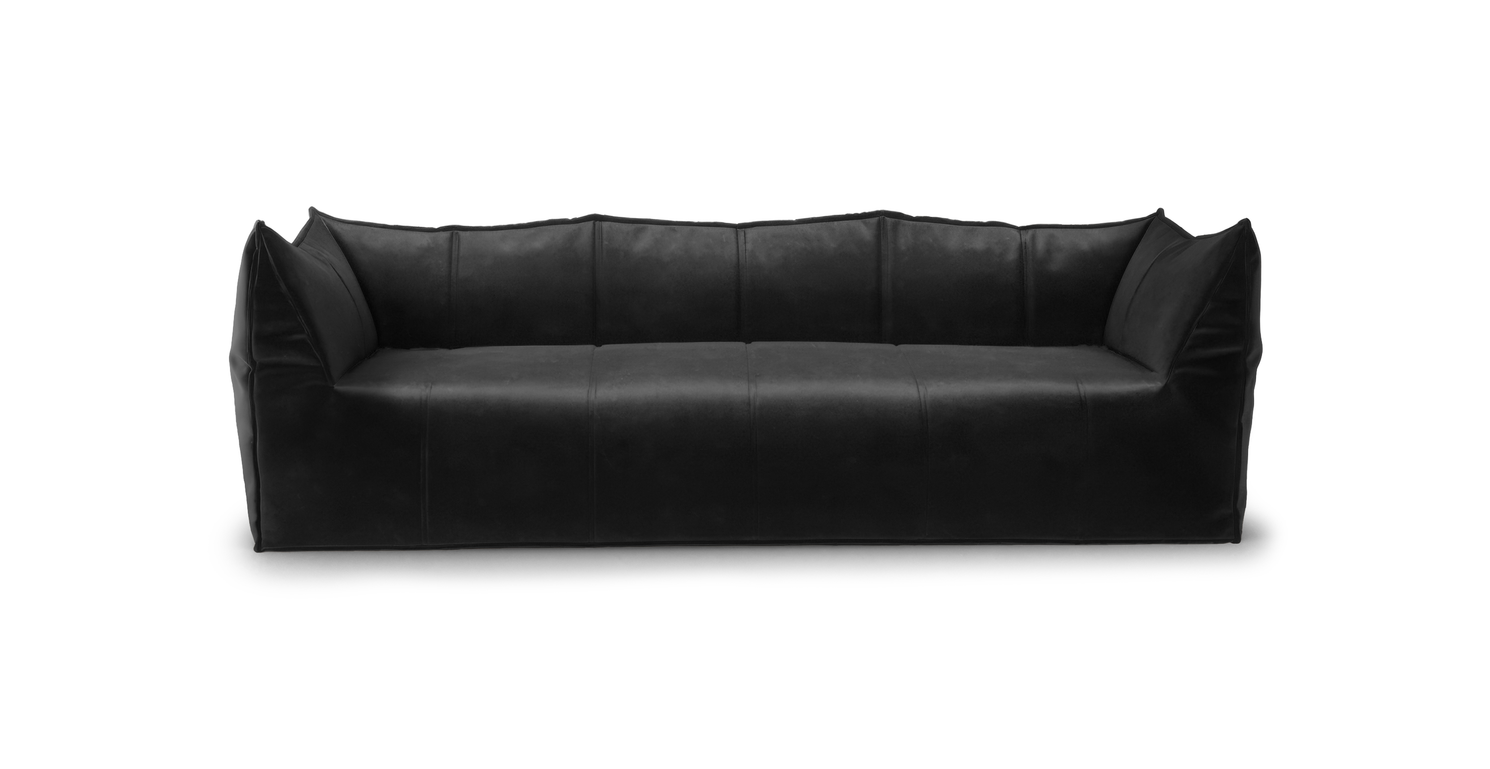 Mario Bellini Leandro 3 Seater Modern Sofa -  Antique Black Leather