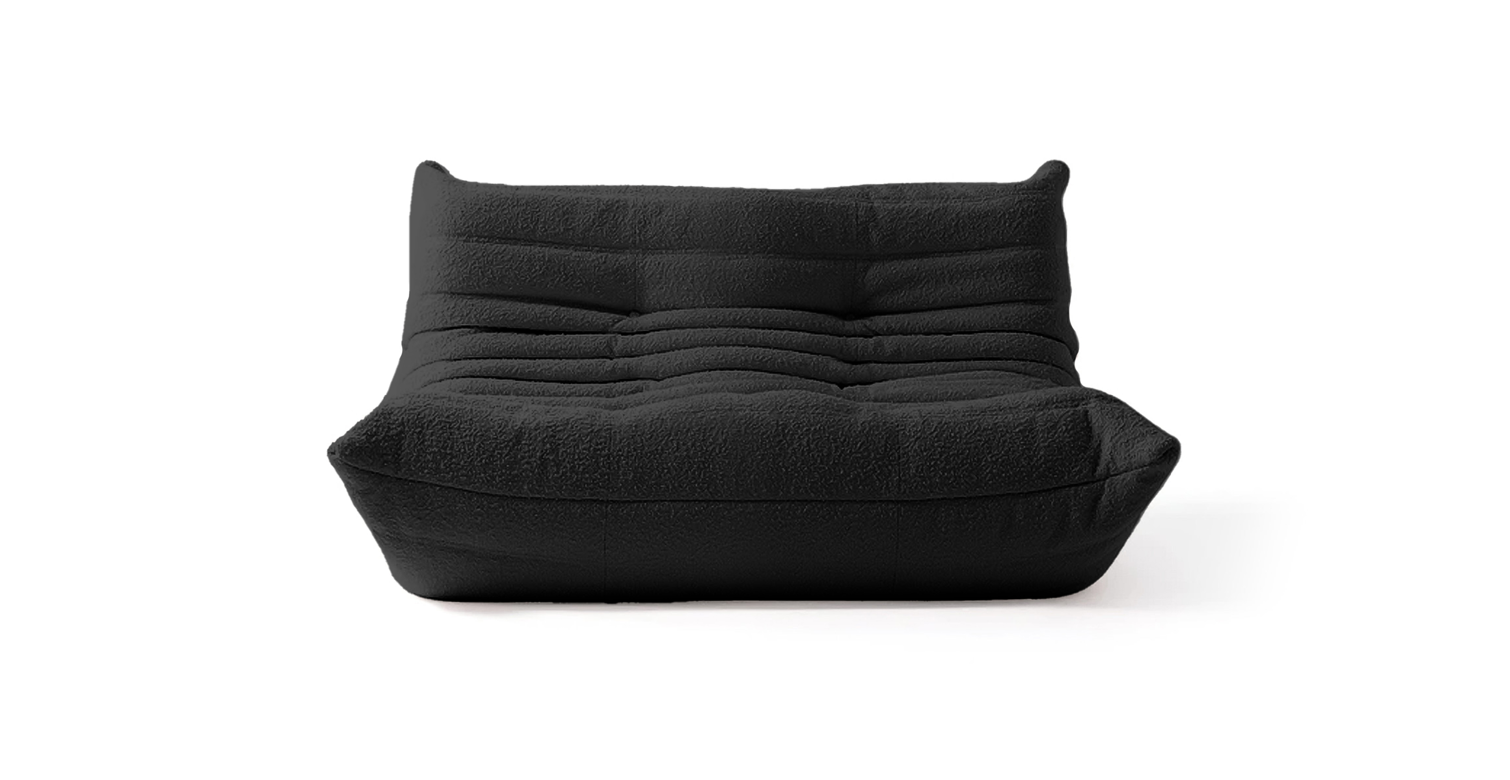 Michel Ducaroy Portside 2 Seater Fabric Loveseat -  Black Boucle Boucle