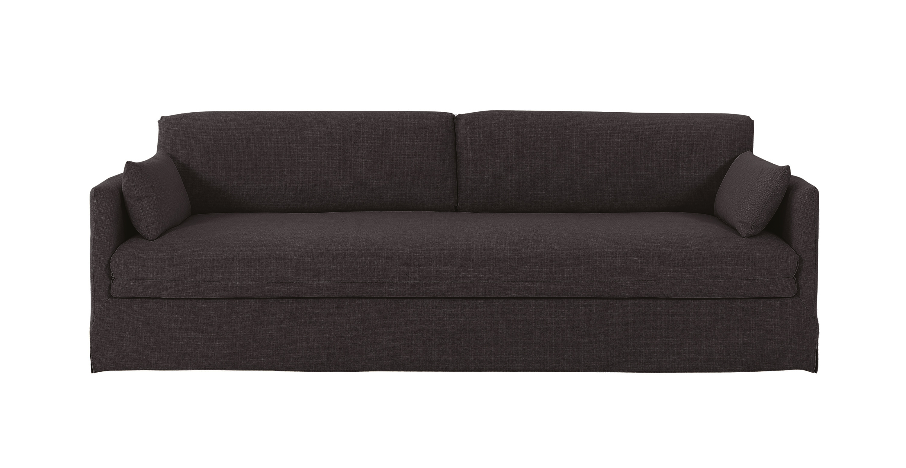 Hamptons Minimalist Washable Sofa -  Linen Espresso Brown 84"