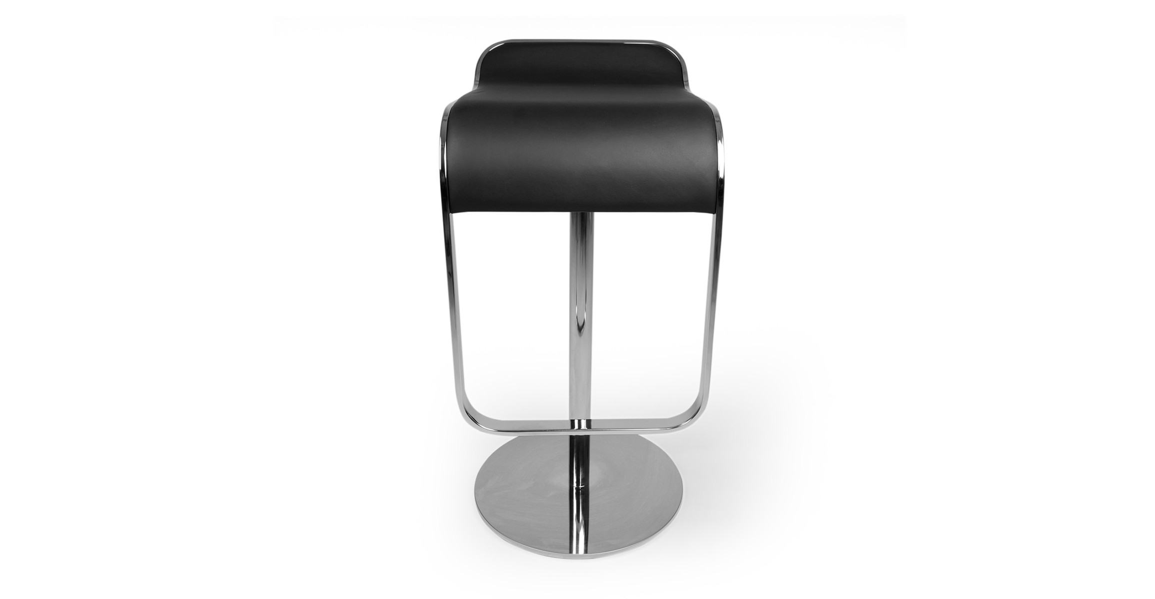 Lem Piston Italian Leather Adjustable Barstool - Chrome Base -  Leather Black